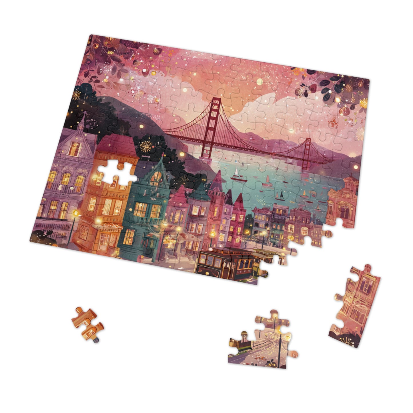 San Francisco by the Bay Puzzle – A Whimsical Cityscape-Jigsaw Puzzle with Tin