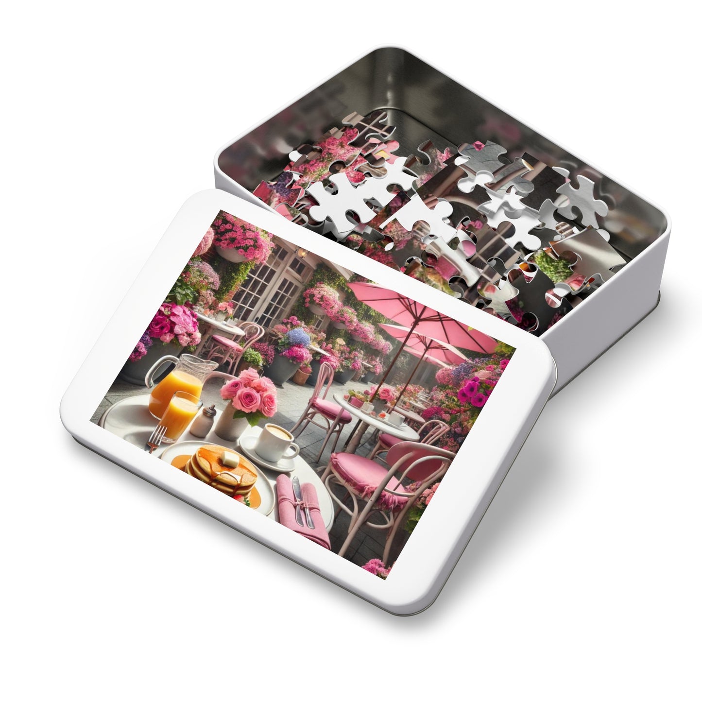 Blooming Café Bliss: Pancakes In Paradise- Jigsaw Puzzle