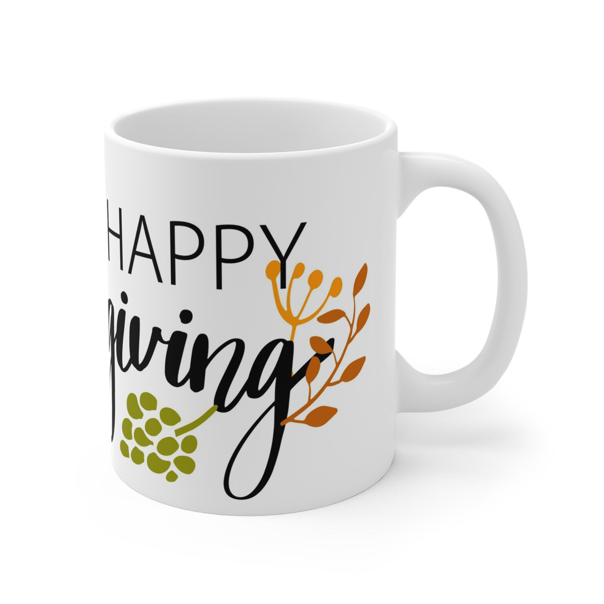 Happy Thanksgiving Ceramic Mug, Seasonal Coffee Cup, Fall Decor, Holiday Gift, Autumn Mug