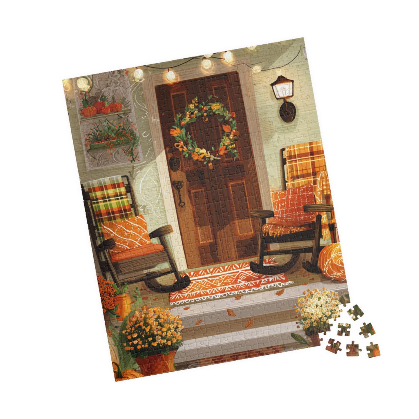 Autumn Porch Puzzle — 520/1014-Piece Fall Jigsaw with Cozy Harvest Doorway Scene
