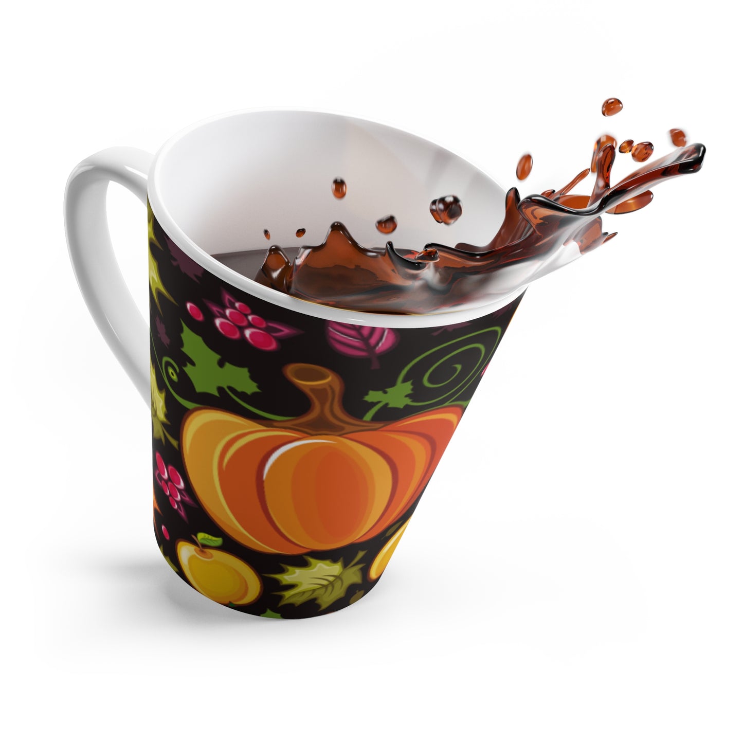 Autumn Harvest Latte Mug (12 oz) | Pumpkin Coffee Cup | Cozy Fall Drinkware Gift | Thanksgiving & Halloween Mug | Jazz N’ Coffee Puzzles