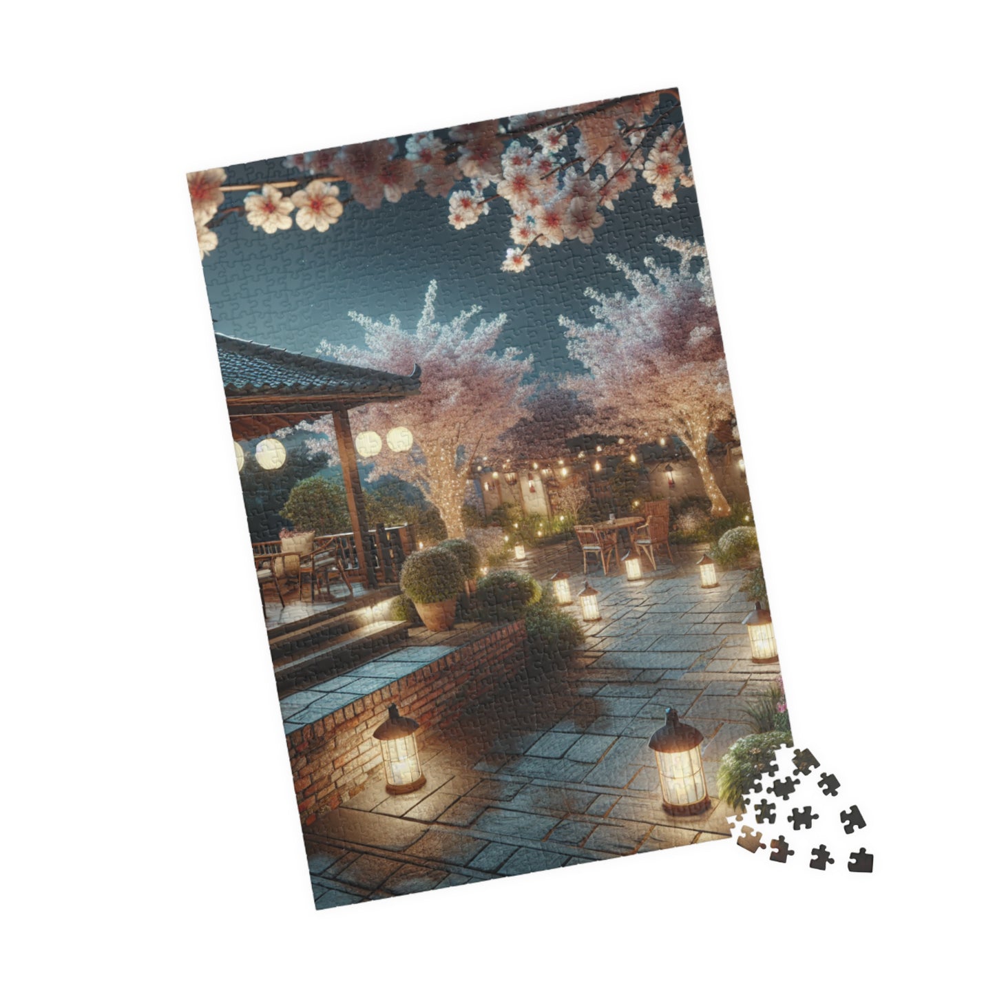 Midnight Blossom Porch-Cherry Blossom Jigsaw Puzzle