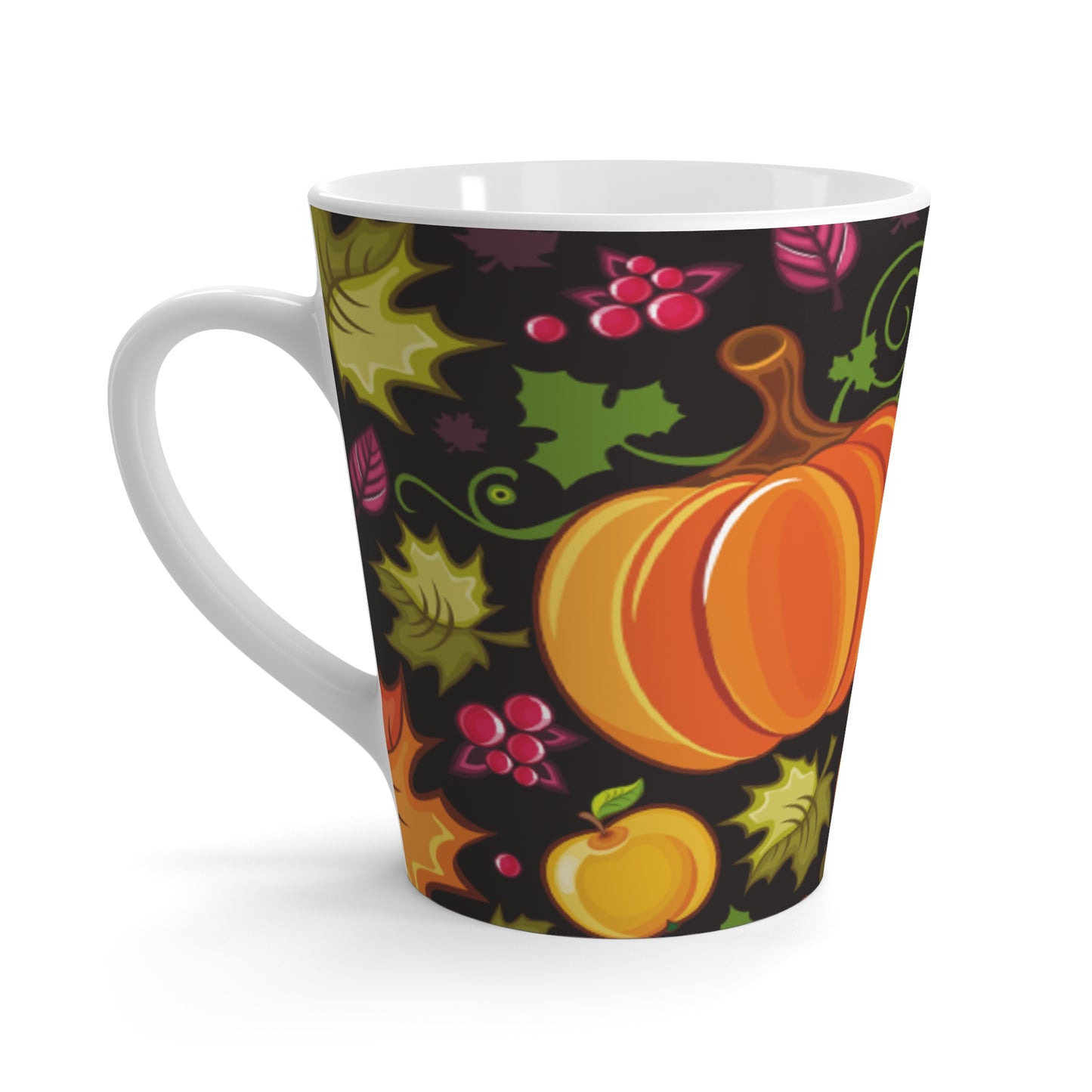 Autumn Harvest Latte Mug (12 oz) | Pumpkin Coffee Cup | Cozy Fall Drinkware Gift | Thanksgiving & Halloween Mug | Jazz N’ Coffee Puzzles