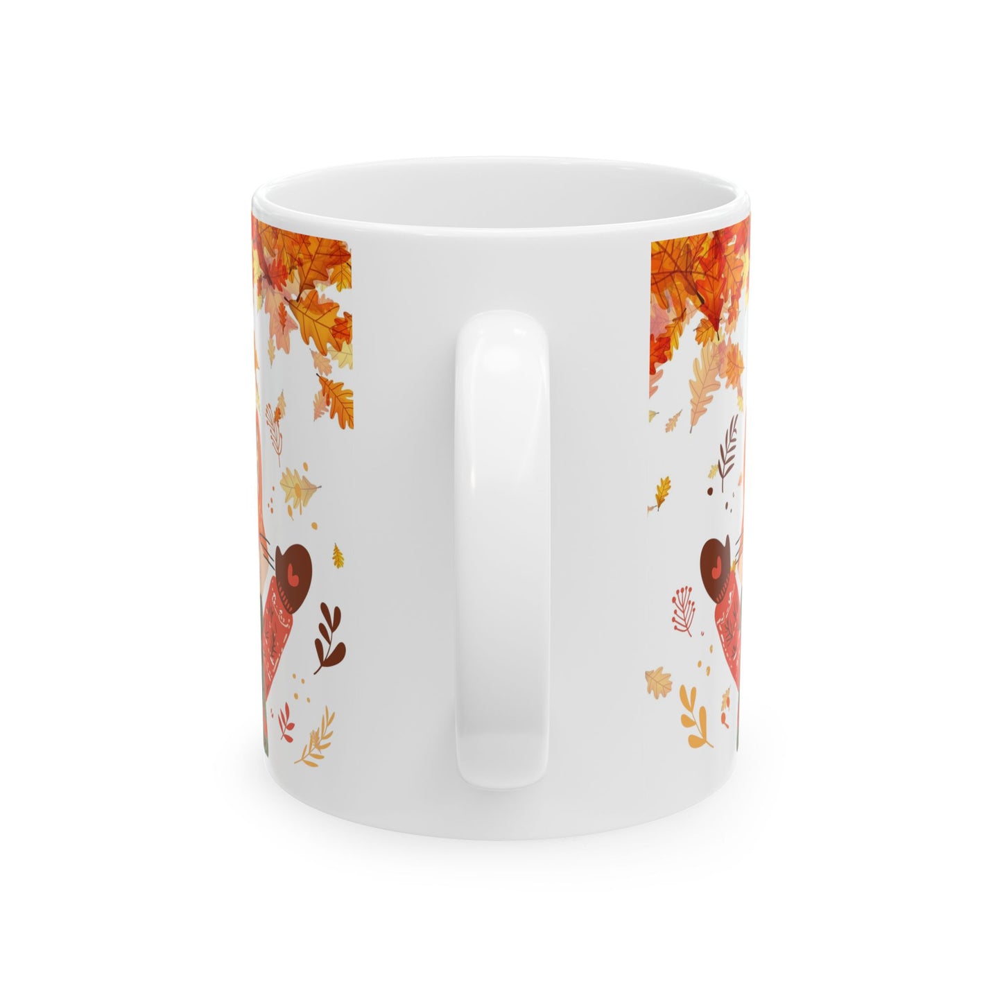 Autumn Fox with Leaves Ceramic Mug | Cozy Fall Coffee Cup | Thanksgiving Gift | Fox Lover Mug 11oz / 15oz | Jazz N’ Coffee Puzzles