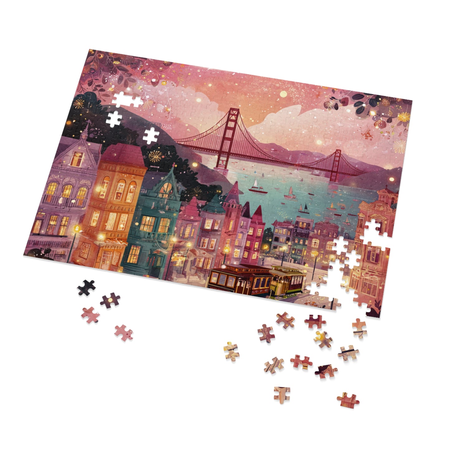 San Francisco by the Bay Puzzle – A Whimsical Cityscape-Jigsaw Puzzle with Tin