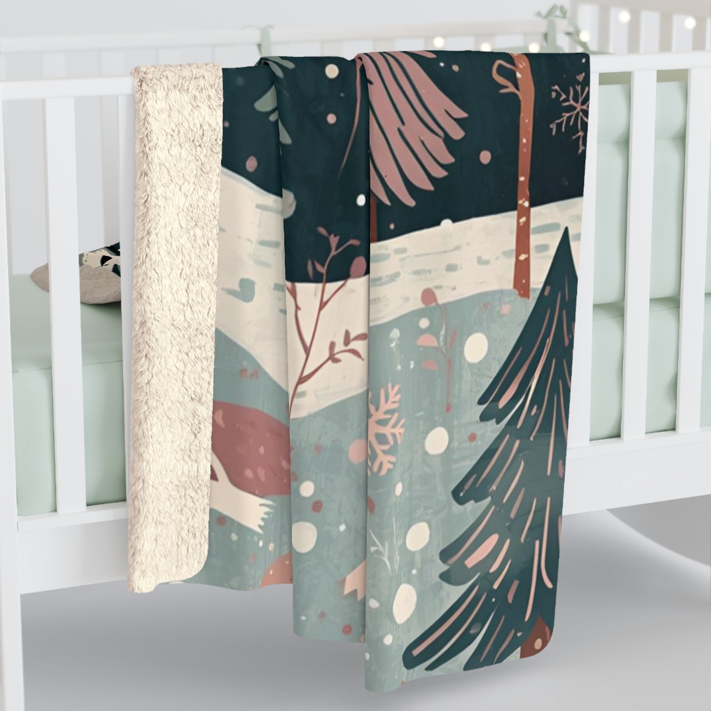 Whimsical Owl Sherpa Fleece Blanket | Cozy Winter Throw | Soft Owl Blanket Gift | Snowflake & Pine Tree Decor | Warm Plush Throw