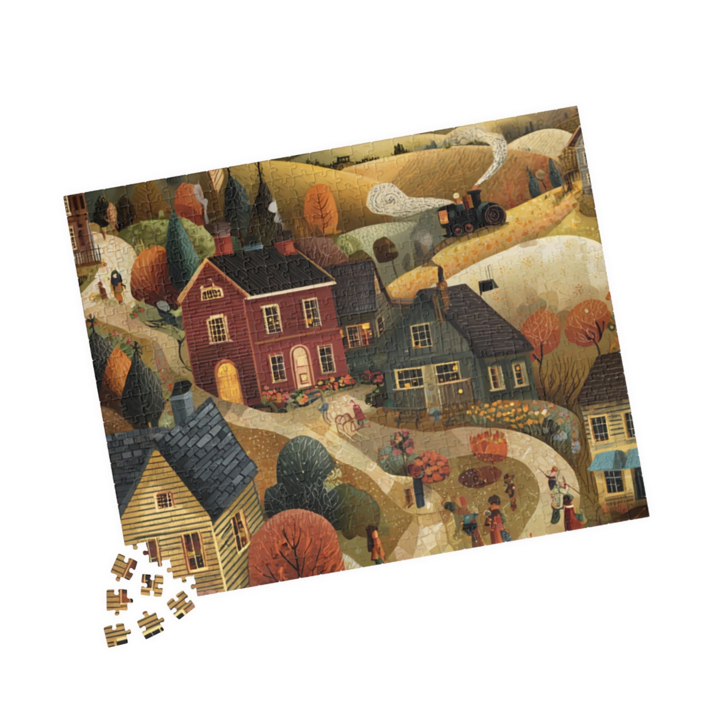 Autumnbrook Hollow Village Puzzle – Cozy Fall Family Fun, Seasonal Gift, Indoor Activity | 110–1014 Pieces