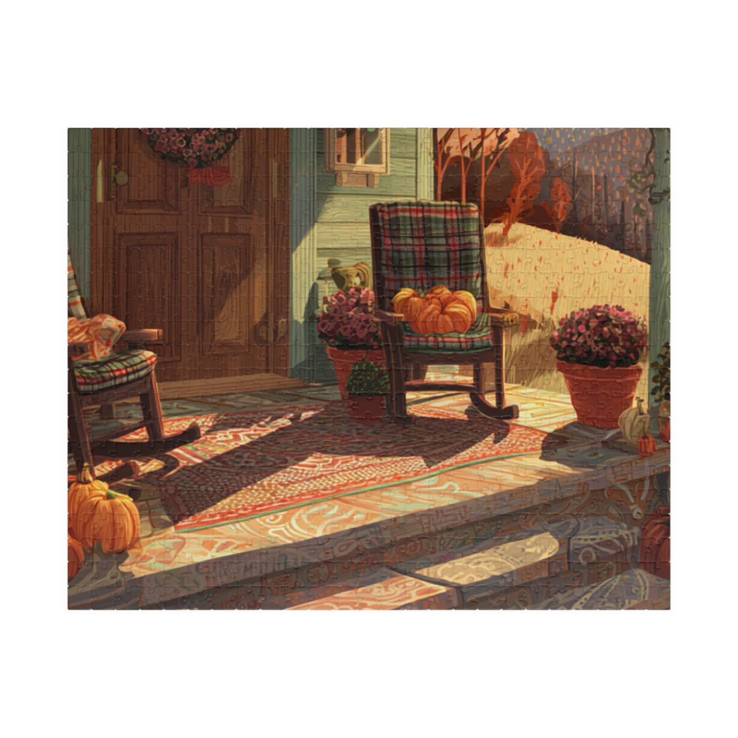 Autumn Porch Scene Jigsaw Puzzle — Cozy Fall Pumpkin Puzzle (110–1014 Pieces)