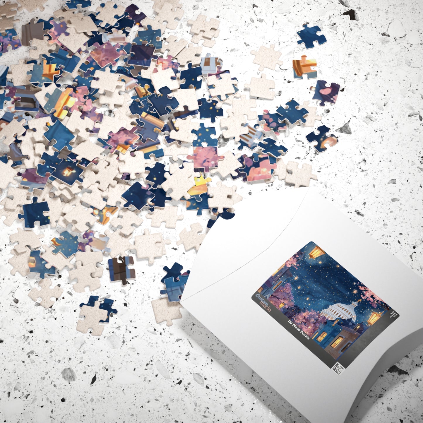 Cherry Blossom Night Skyline Puzzle — Washington Capitol Evening Jigsaw (110–1014 pcs)