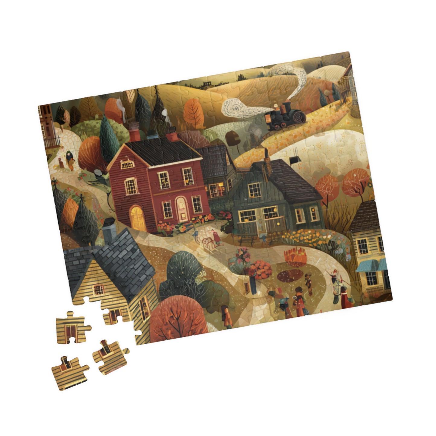 Autumnbrook Hollow Village Puzzle – Cozy Fall Family Fun, Seasonal Gift, Indoor Activity | 110–1014 Pieces