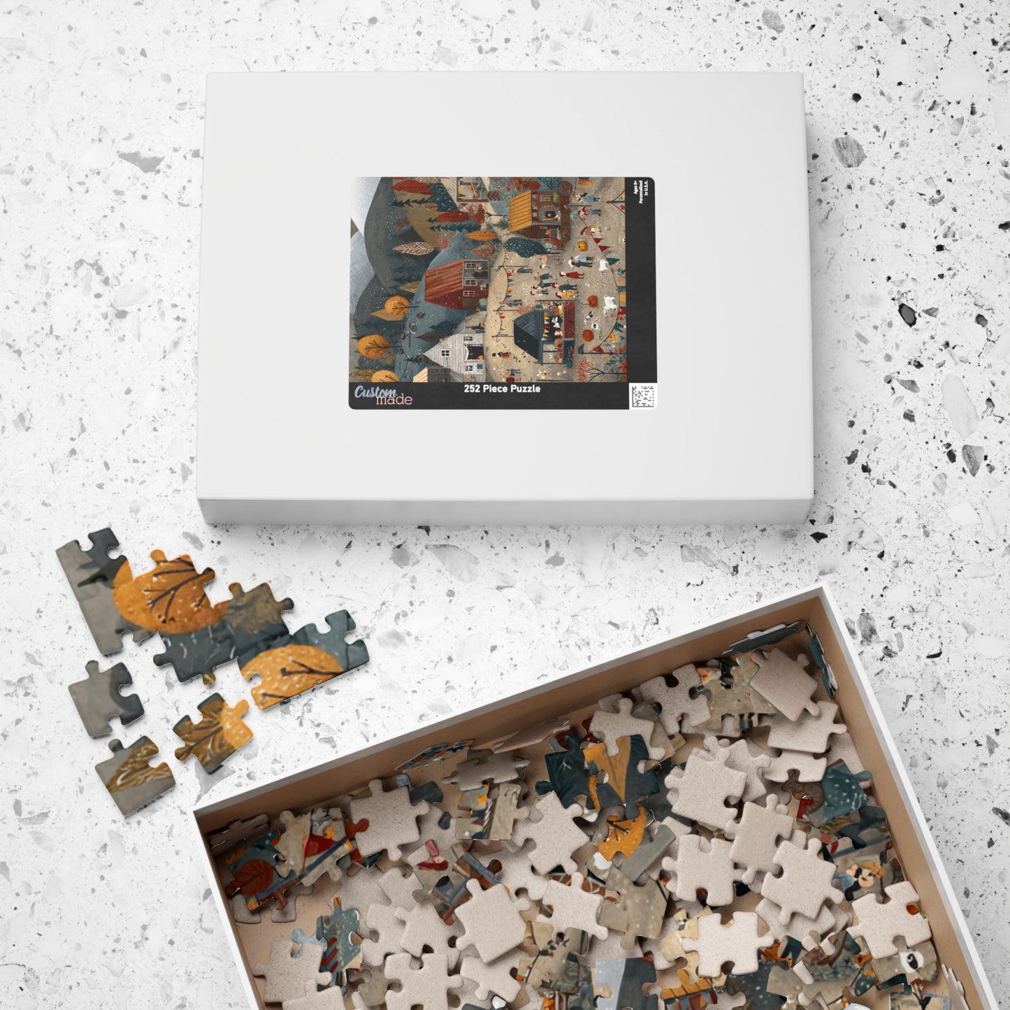 Autumn in a Countryside Village Puzzle | Scenic Fall Landscape | Cozy Autumn Jigsaw | Gift for Nature & Puzzle Lovers | Jazz N’ Coffee Puzzles