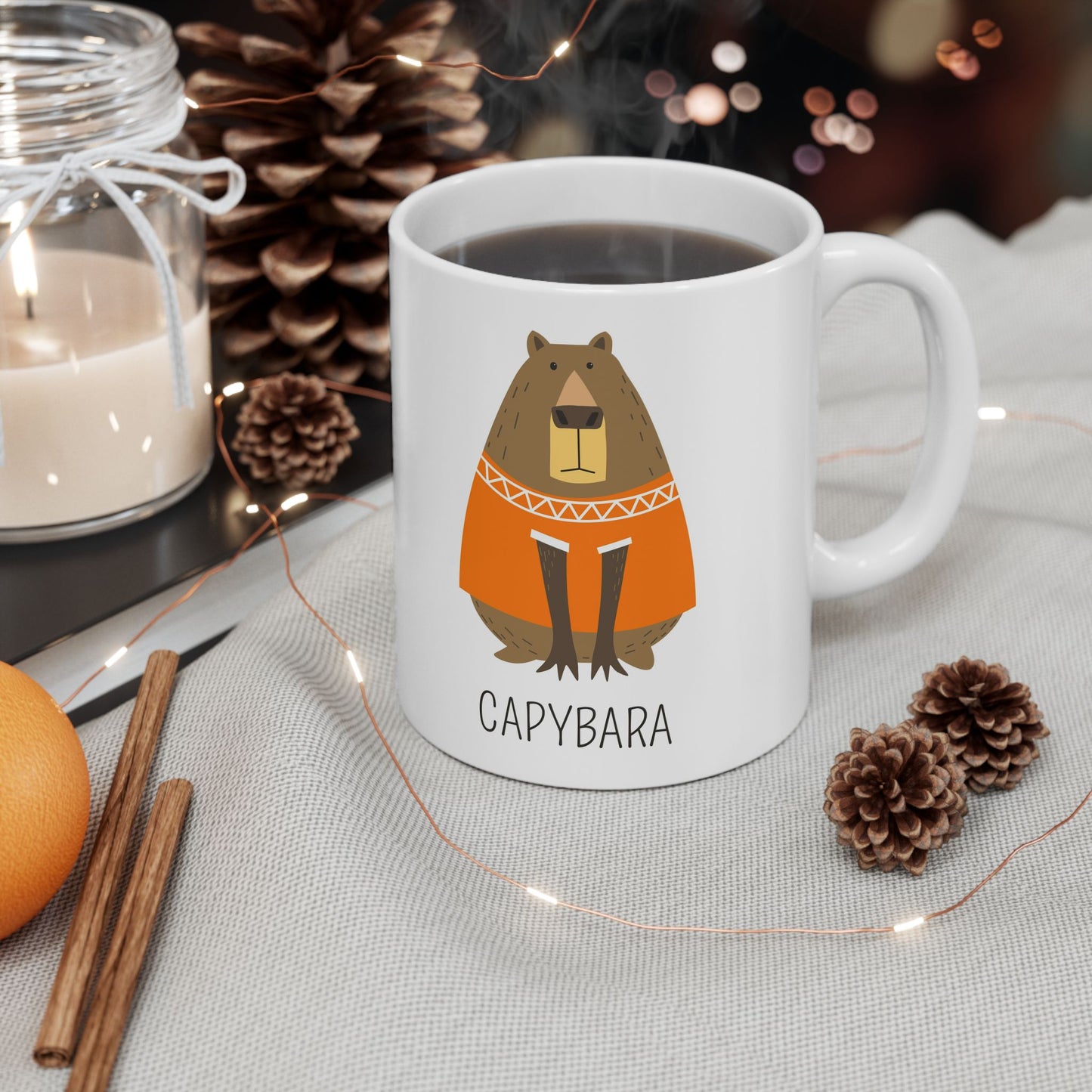 Cozy Capybara Ceramic Mug, Whimsical Animal Coffee Mug, Cute Capybara Gift, 11oz and 15oz | Birthday GIft