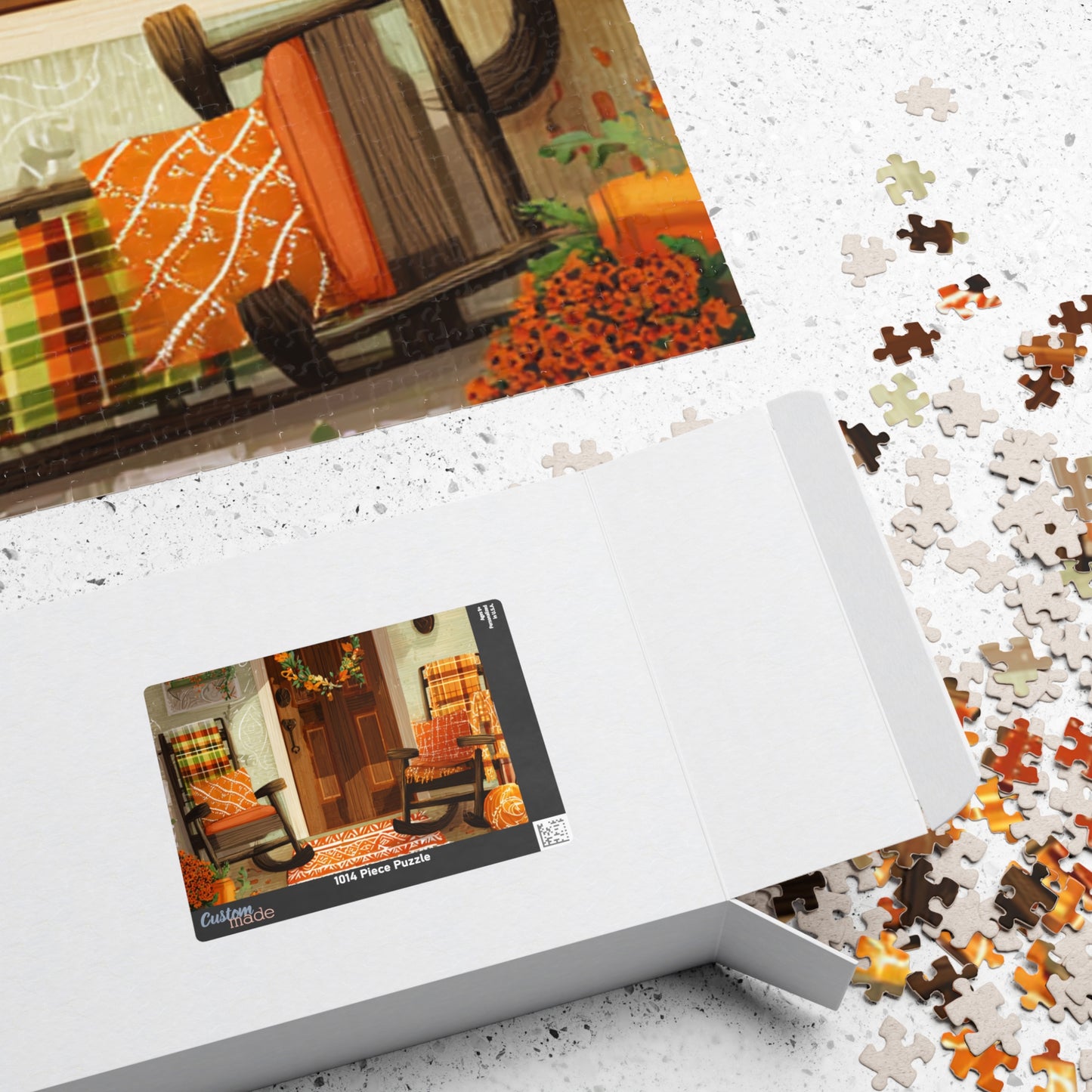 Autumn Porch Puzzle — 520/1014-Piece Fall Jigsaw with Cozy Harvest Doorway Scene