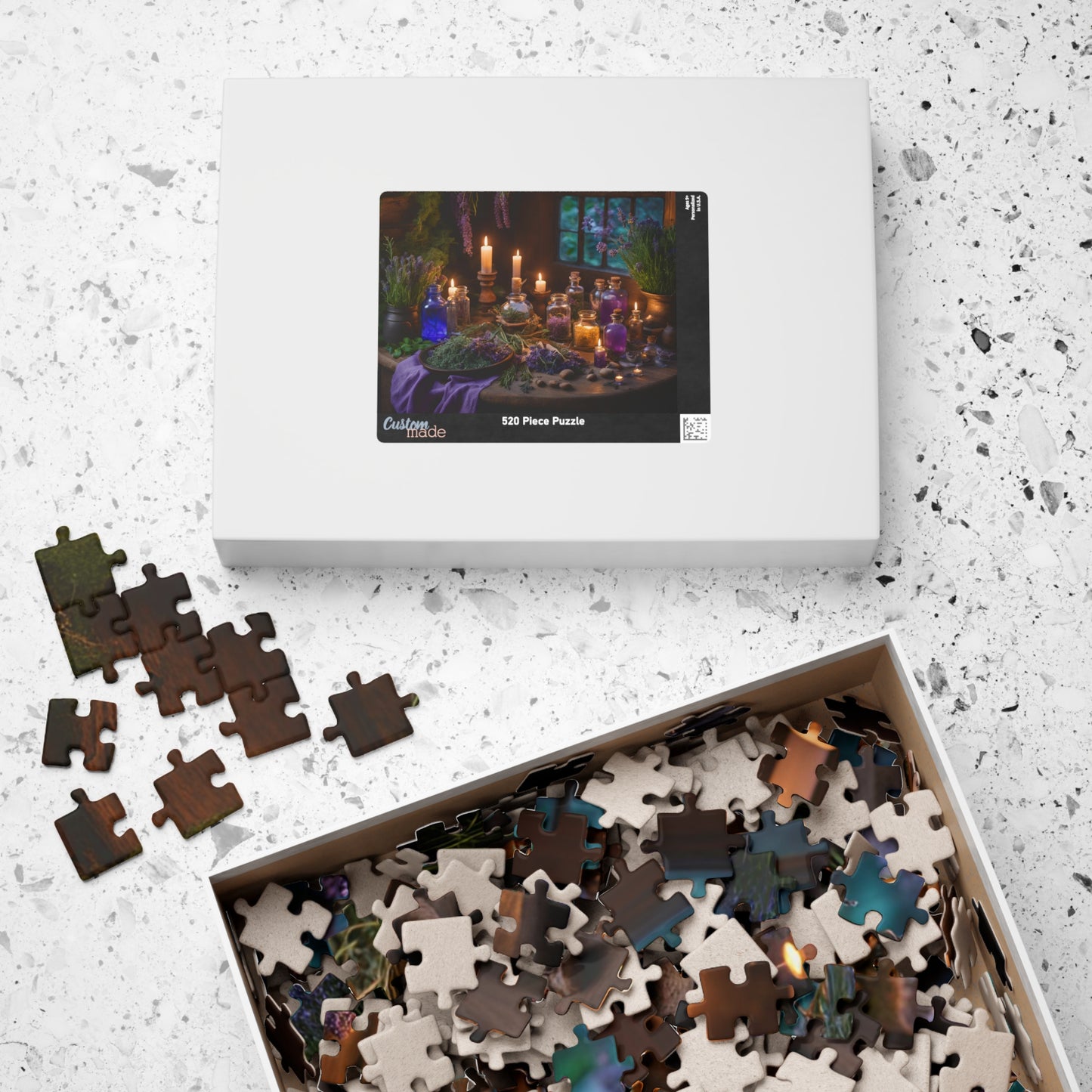 The Witchs Magic Puzzle (110, 252, 520, 1014-piece), Enchanted witchcraft jigsaw puzzle with potions, herbs, and candles