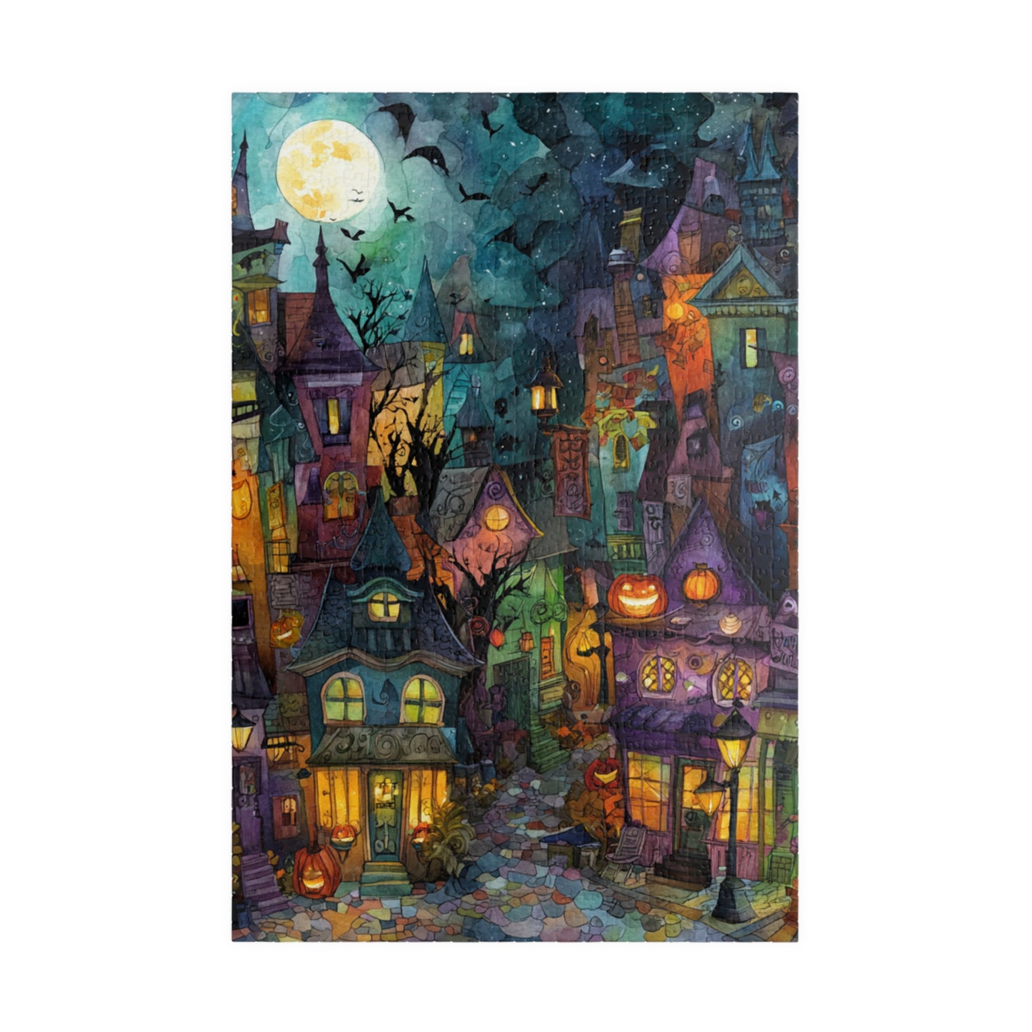 Spookington Village Collection, Halloween Bat Spectacular Puzzle, Whimsical Haunted Town Jigsaw for Kids & Adults, Halloween Decor, Family Game Night