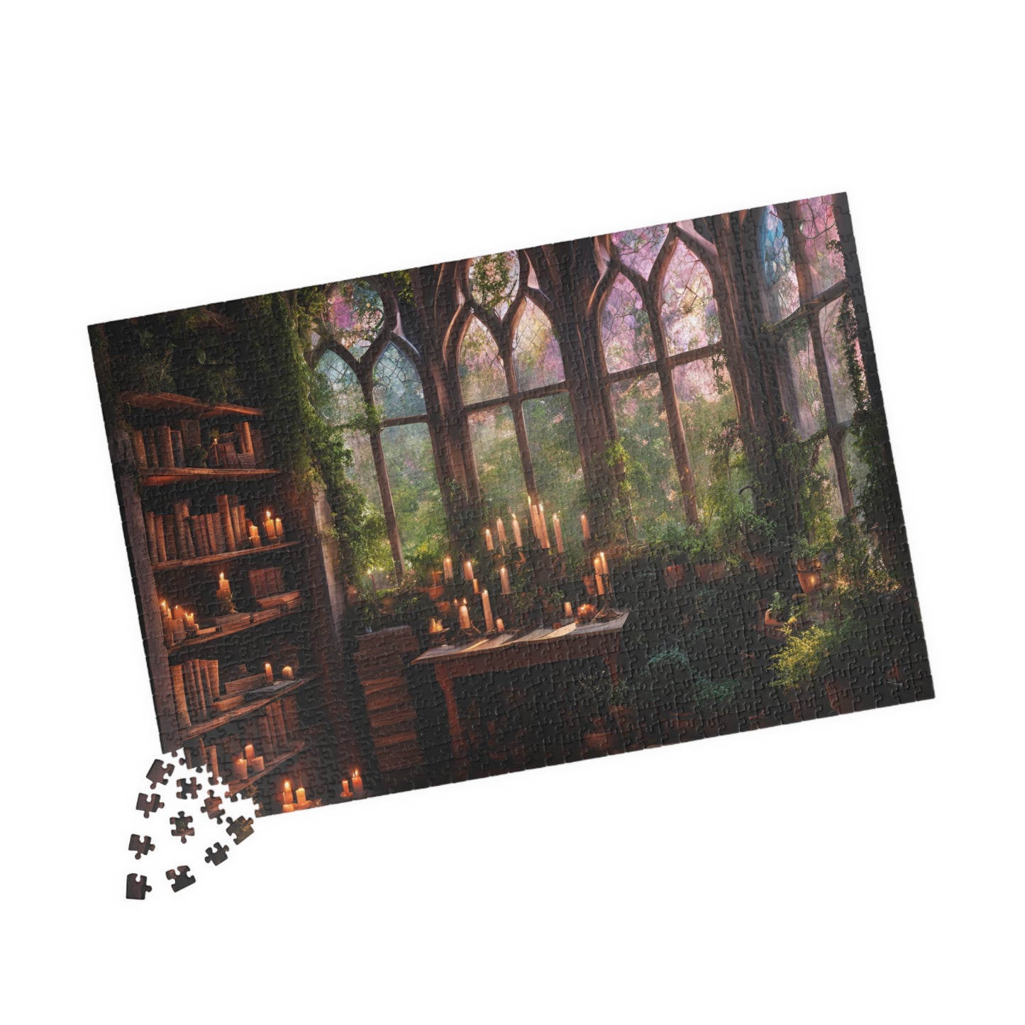 Magical Cozy Library Puzzle, 110, 252, 520, 1014-piece, Magical cozy library puzzle with enchanted books and mystical artifacts"