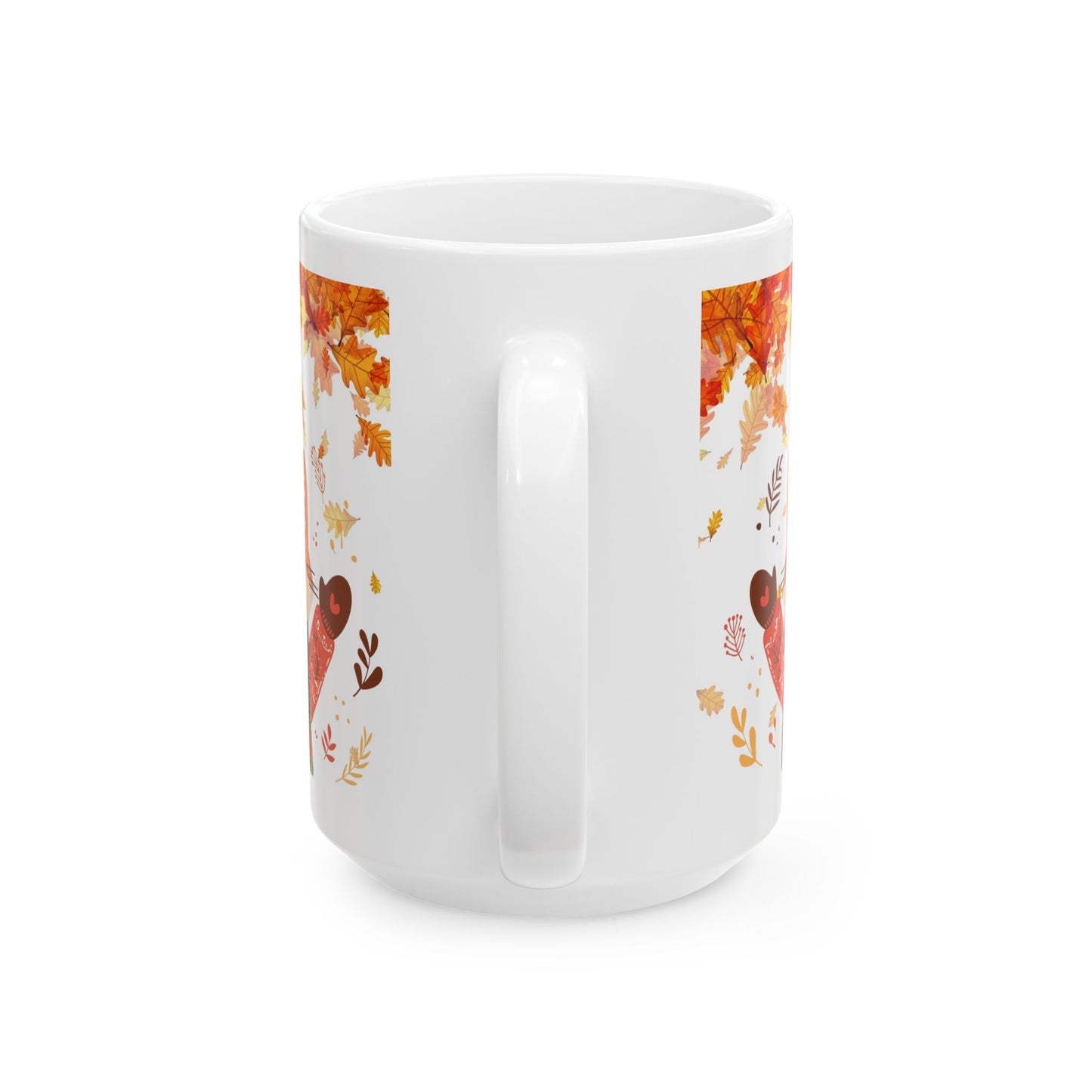 Autumn Fox with Leaves Ceramic Mug | Cozy Fall Coffee Cup | Thanksgiving Gift | Fox Lover Mug 11oz / 15oz | Jazz N’ Coffee Puzzles