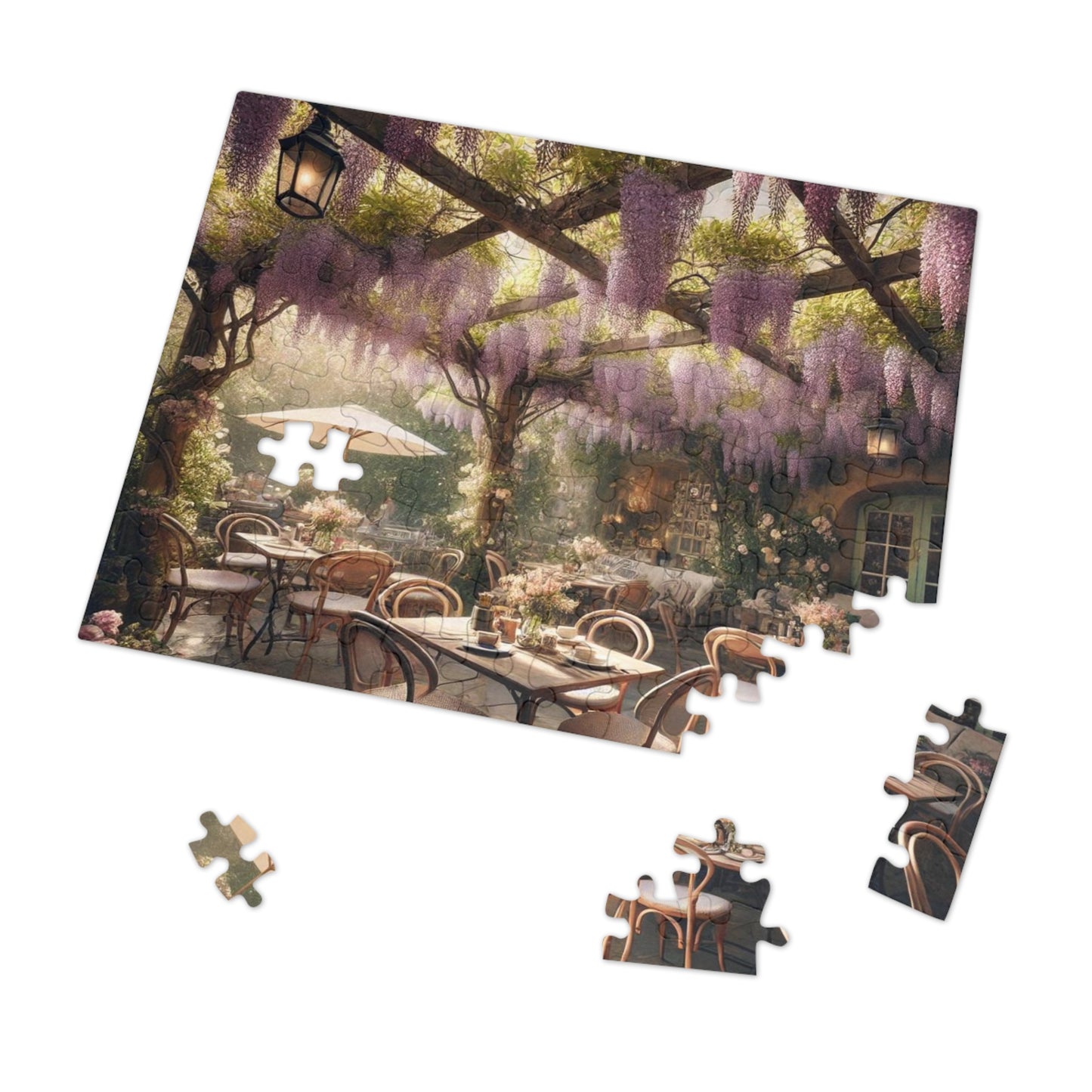 Wisteria Whispers Jigsaw Puzzle – Enchanted Café Scene, Cozy Indoor Activity, Gift for Puzzle Lovers, Relaxing Art Puzzle
