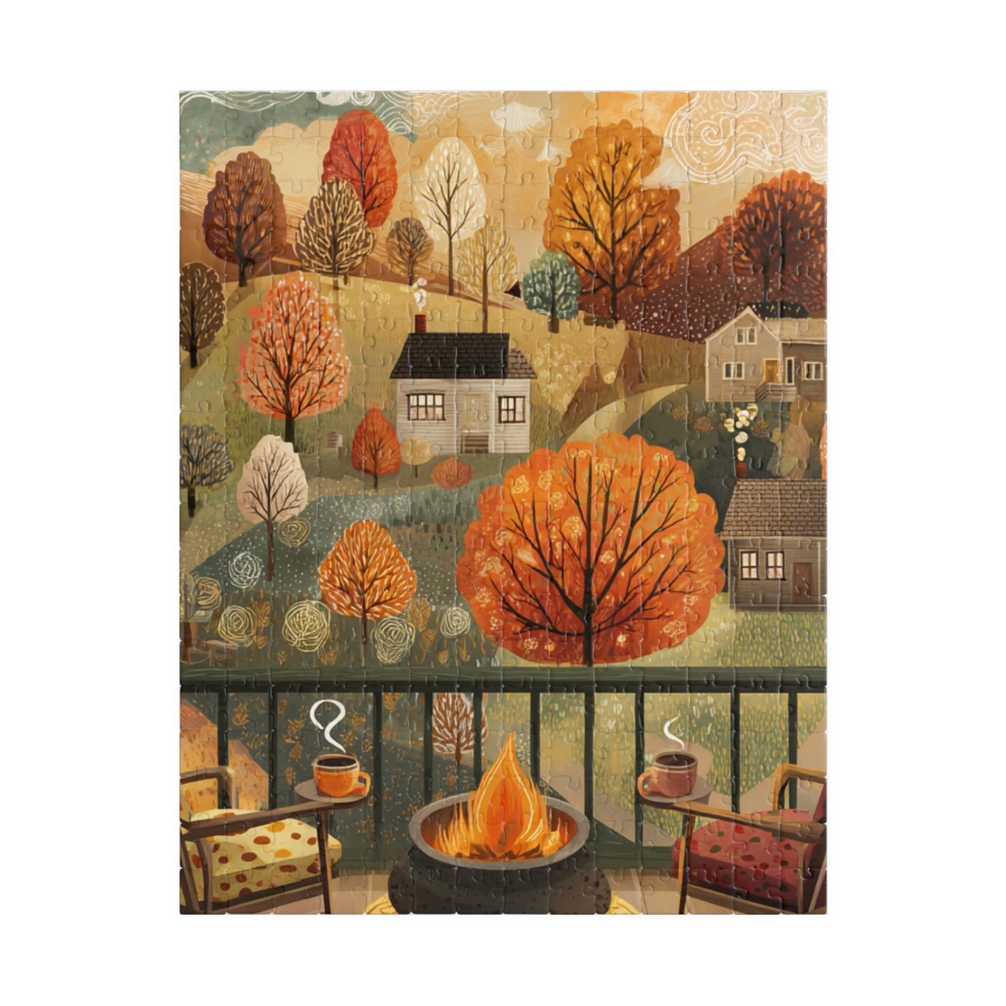 Autumn Evening Puzzle — Cozy Fall Landscape Jigsaw (110/252/520/1014 pcs)