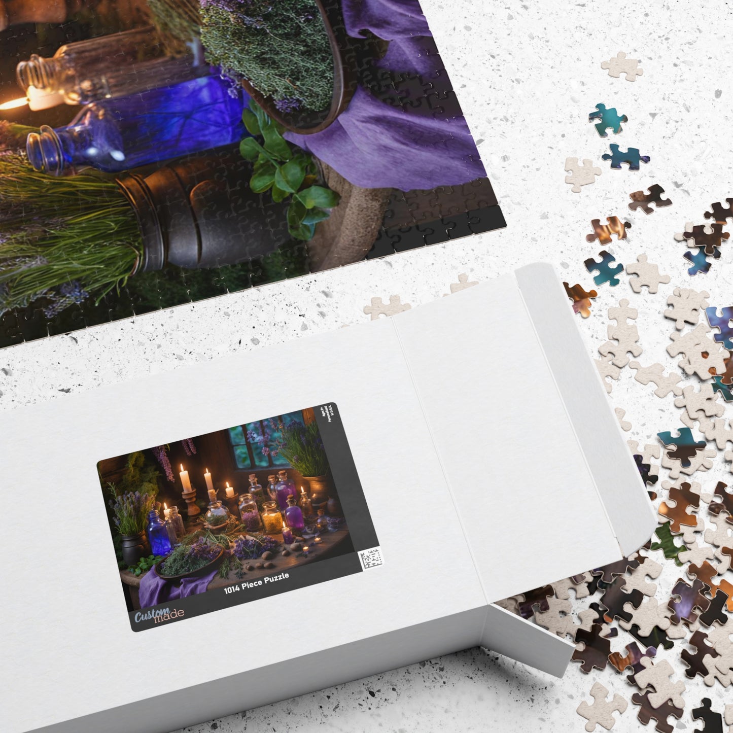 The Witchs Magic Puzzle (110, 252, 520, 1014-piece), Enchanted witchcraft jigsaw puzzle with potions, herbs, and candles