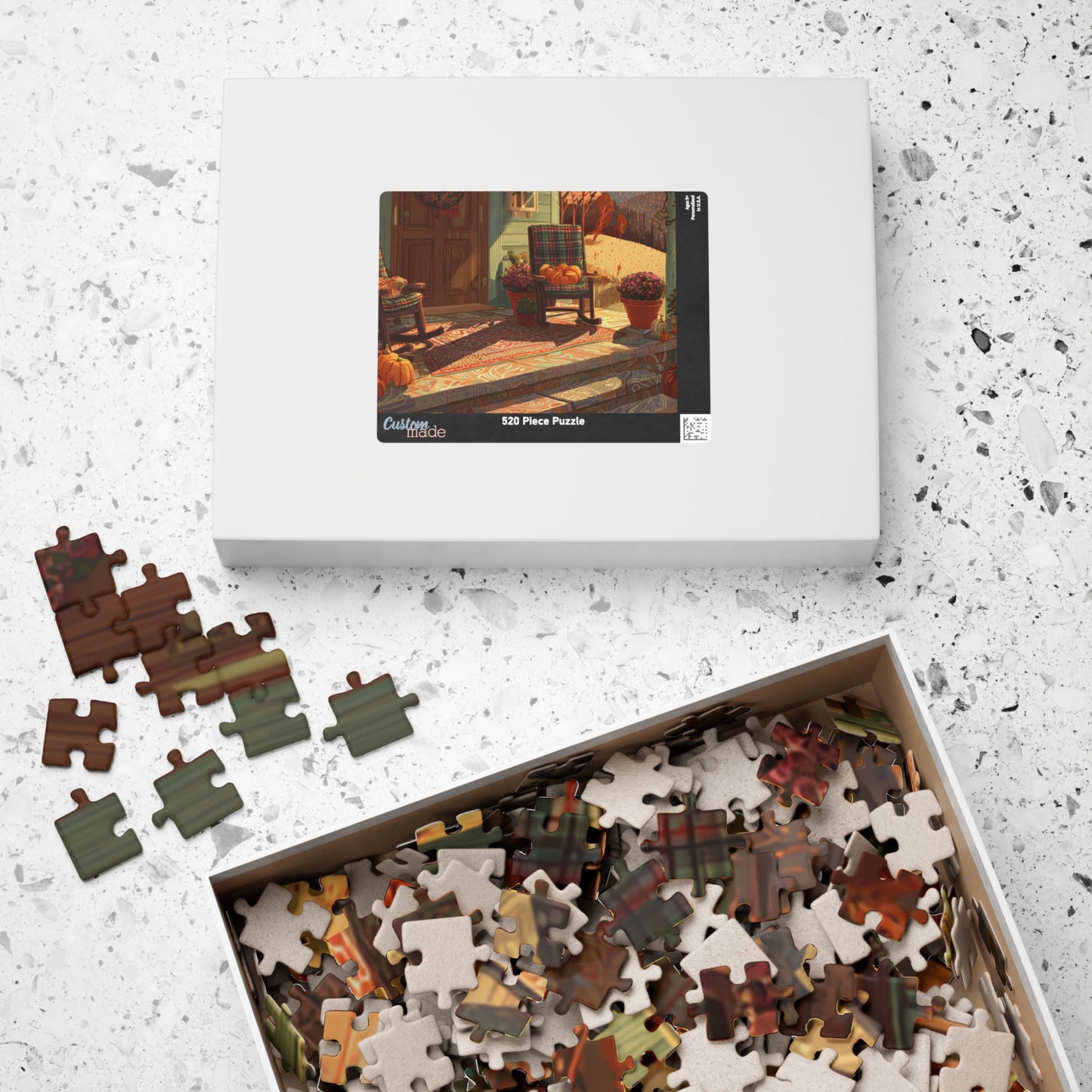 Autumn Porch Scene Jigsaw Puzzle — Cozy Fall Pumpkin Puzzle (110–1014 Pieces)