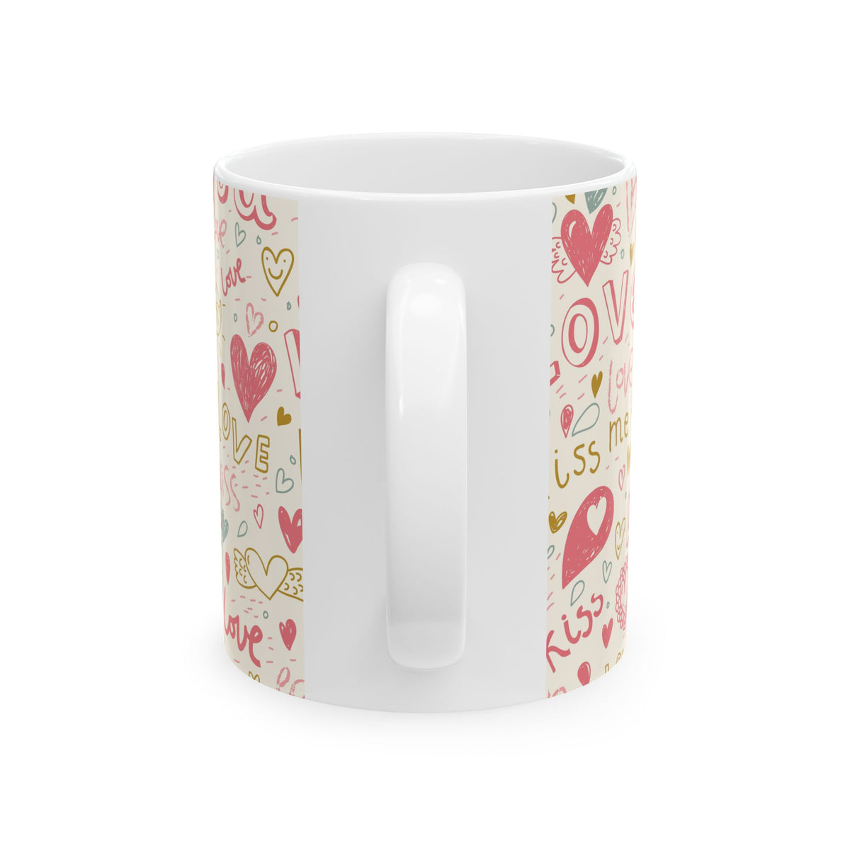 Colorful Love Mug, Hearts and Kisses Coffee Cup, Valentines Day Gift, Romantic Mug for Couples, Gift for Friends, Family, Significant Other