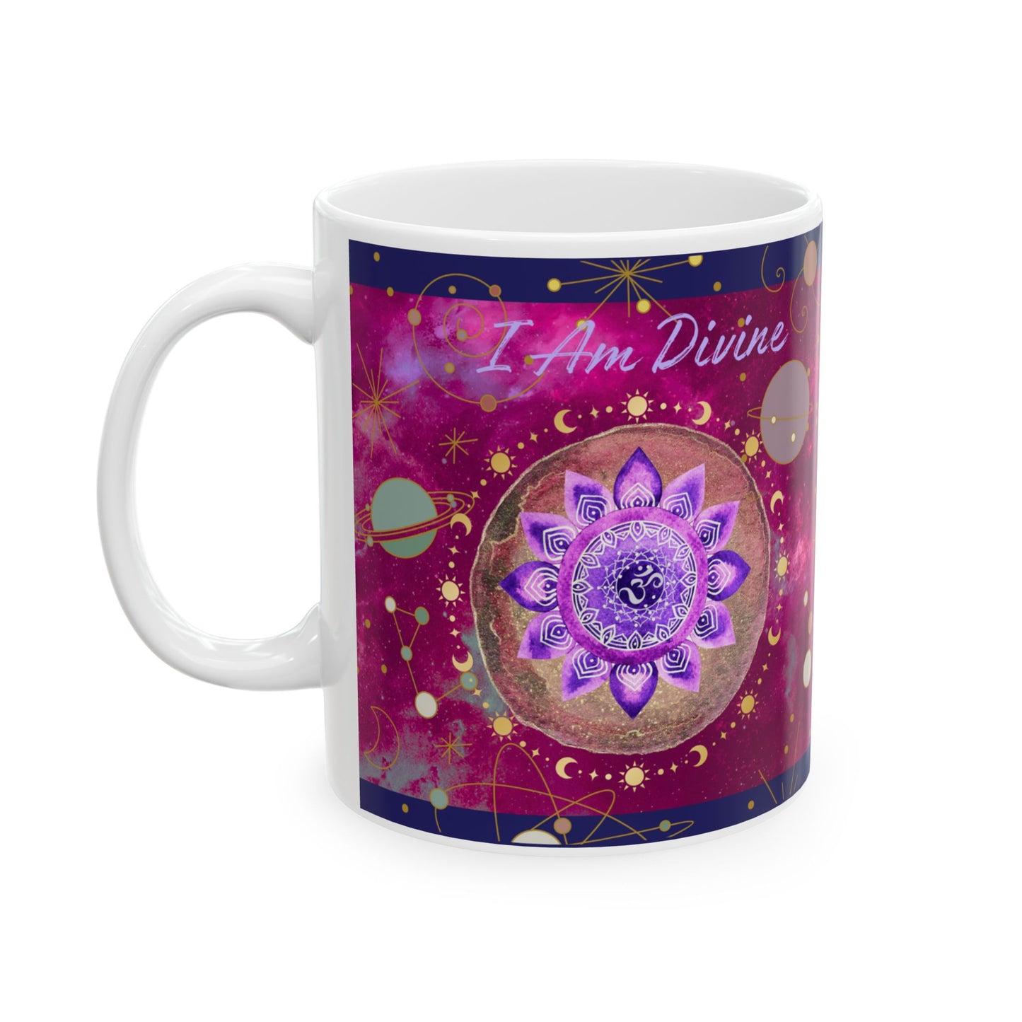 Crown Chakra Mug, Ethereal Chakra Mug Collection, 7th Chakra, Spiritual Mug, I Am Divine,  OM Mug, 11oz, 15oz Mug, Meditation Gift