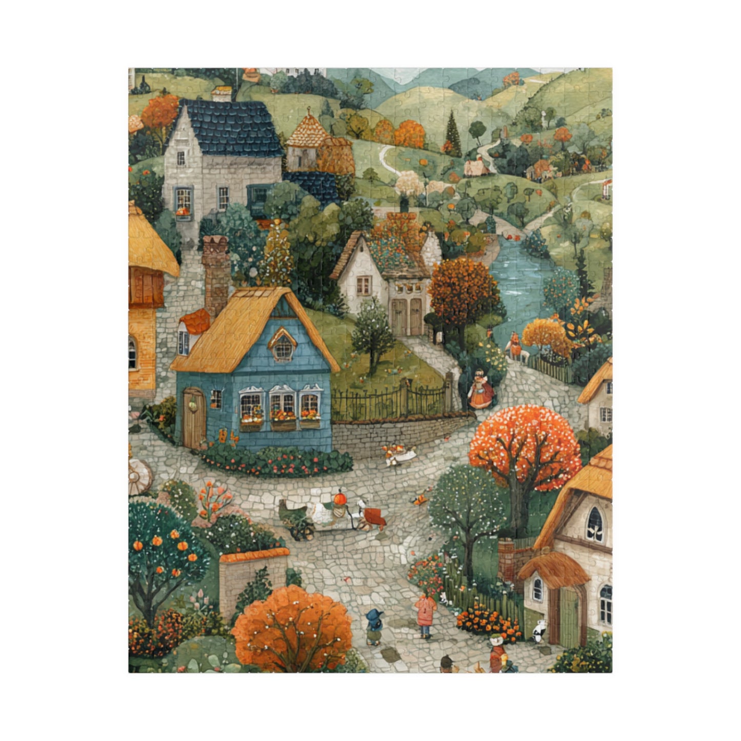 Cozy Village Countryside Jigsaw Puzzle — Autumn Scenic 110/252/520/1014 pc