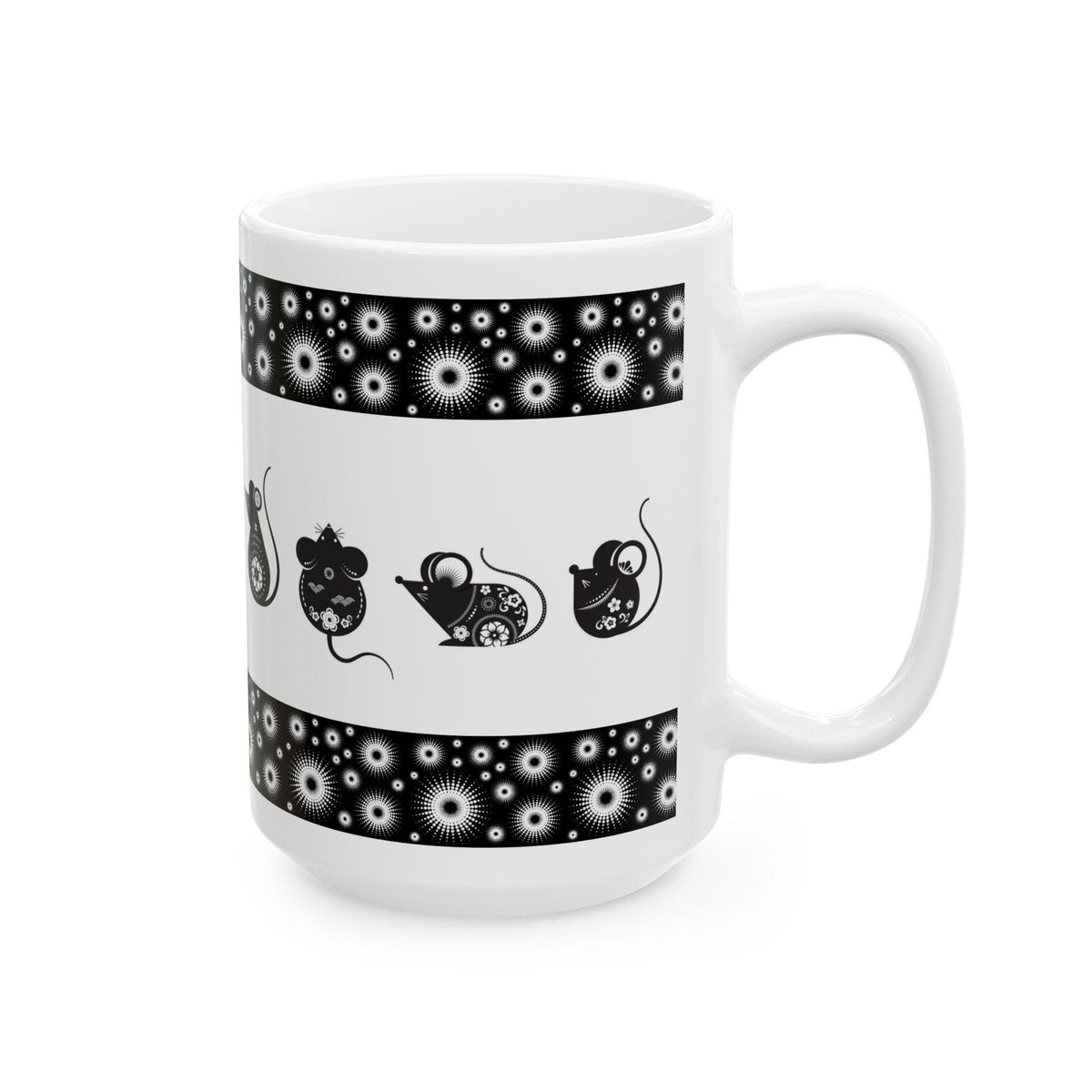 Whimsical Mouse Moments Ceramic Mug, Gift for Animal and Mouse Lovers, Perfect for Birthdays, 11oz and 15 oz Mugs
