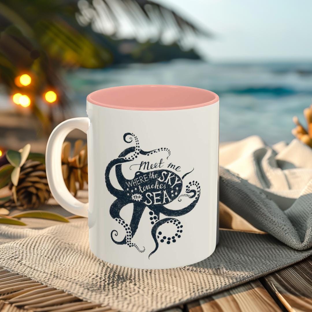 Artistic Octopus Coffee Mug | Ocean-Inspired Ceramic Tea Cup | Whimsical Sea Creature Accent Mug, 11oz & 15oz mugs | Gift for Octopus Lovers