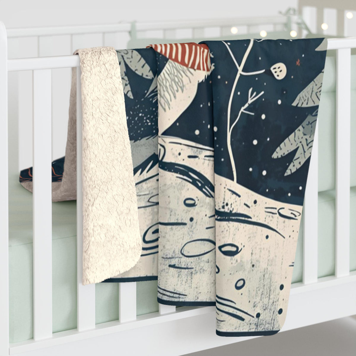 Whimsical Wolf Howling at the Moon Sherpa Fleece Blanket | Cozy Winter Throw | Soft Plush Blanket | Wolf Decor | Night Sky Design
