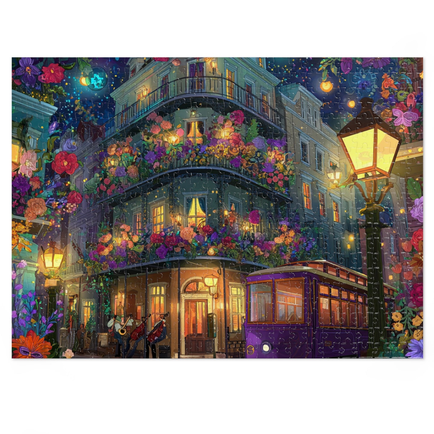 Whimsical Floral New Orleans Puzzle – A Colorful French Quarter Adventure Jigsaw Puzzle with Tin