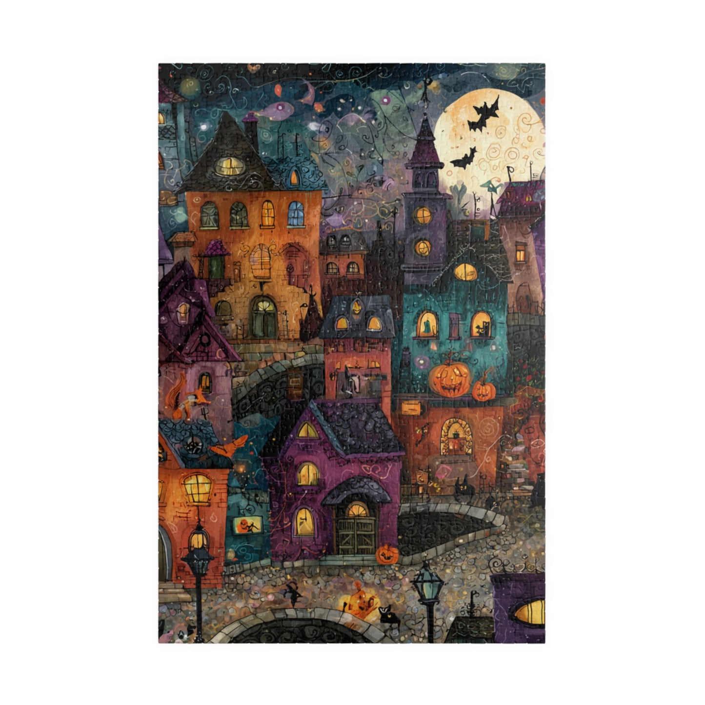 Spookington Village Puzzle Collection, Whimsical & Spooky Halloween Town Jigsaw for Family Fun, Spooky Atmosphere, Halloween Puzzle Gift