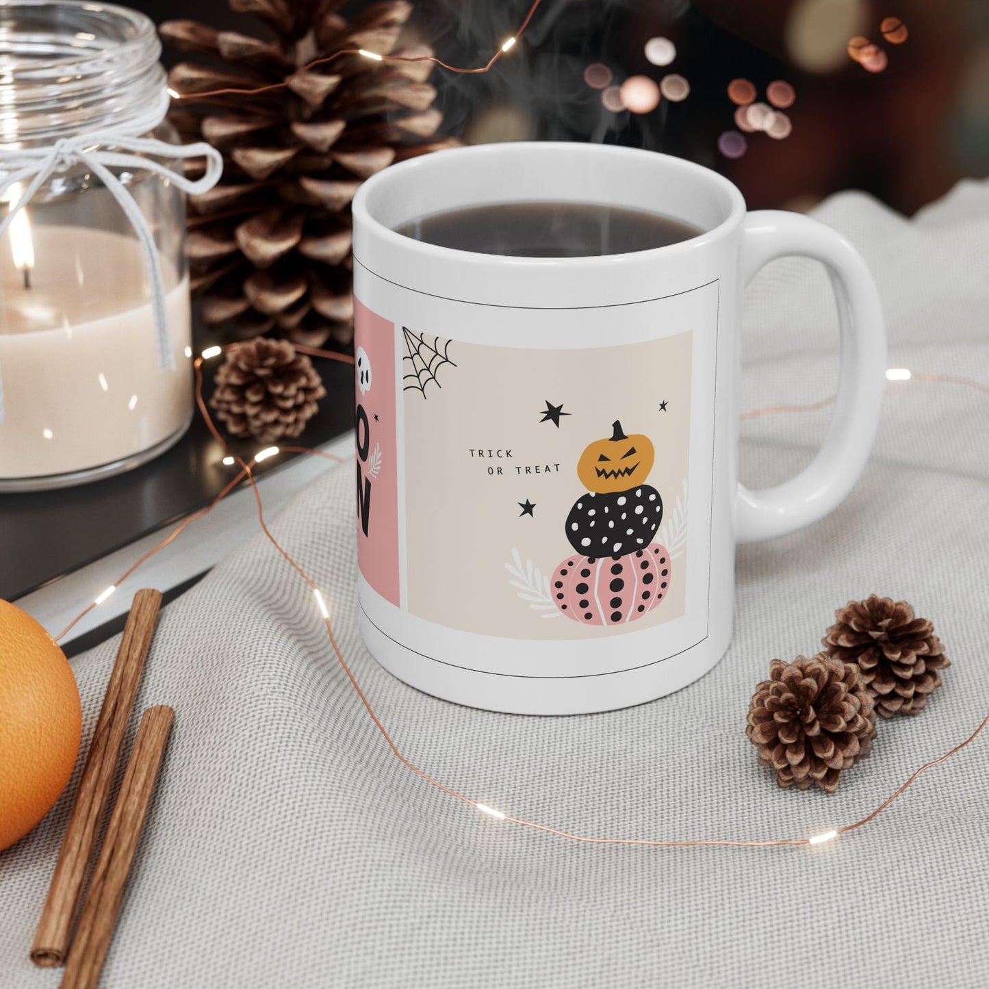 Trick or Treat Mug, Halloween Coffee & Tea Mug, Cute Pumpkin Design, 11 oz and 15 oz mugs, Perfect Halloween Gift