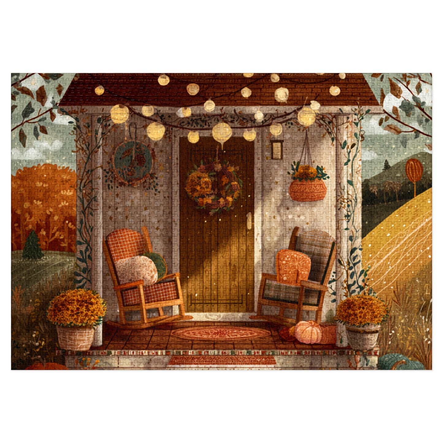 Pumpkin Hollow Porch Puzzle | Rustic Fall Countryside Scene | Cozy Autumn Jigsaw Gift | Jazz N’ Coffee Puzzles