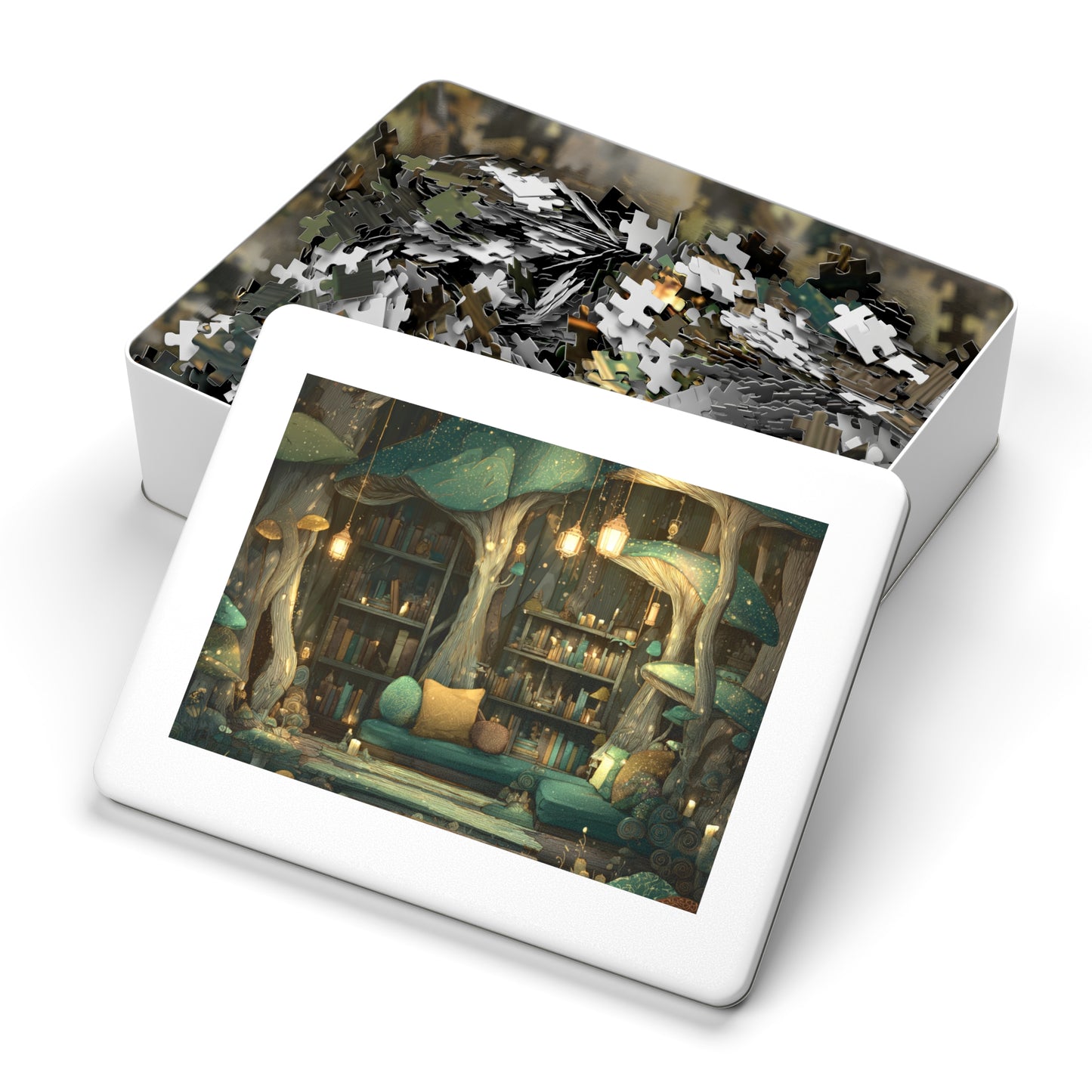 Mystical Mushroom Library Jigsaw Puzzle (with Tin)