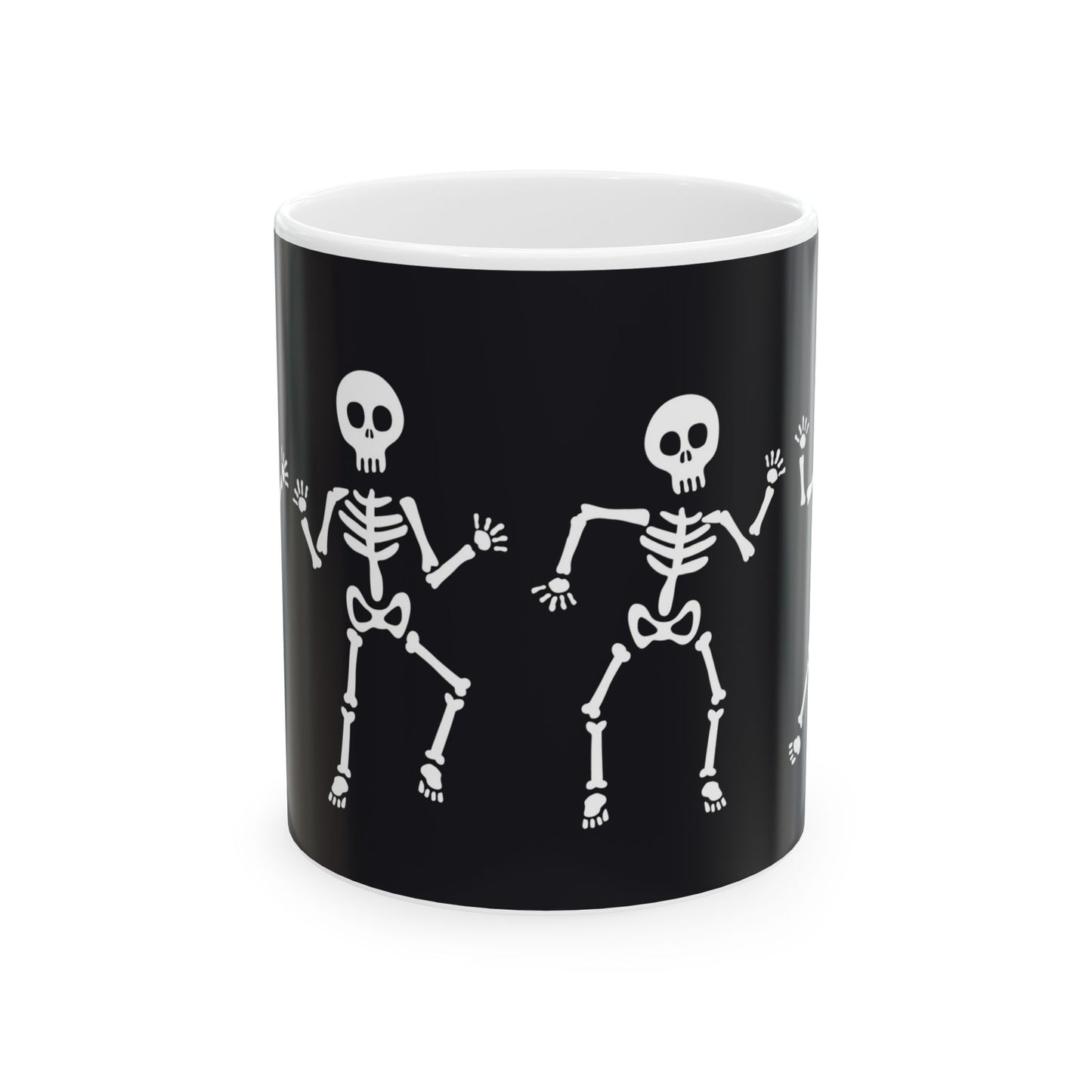 Skeleton Dance Ceramic Mug: Fun Halloween Gift, Coffee Cup, Party Decor, Spooky Season, 11 oz and 15 oz mugs