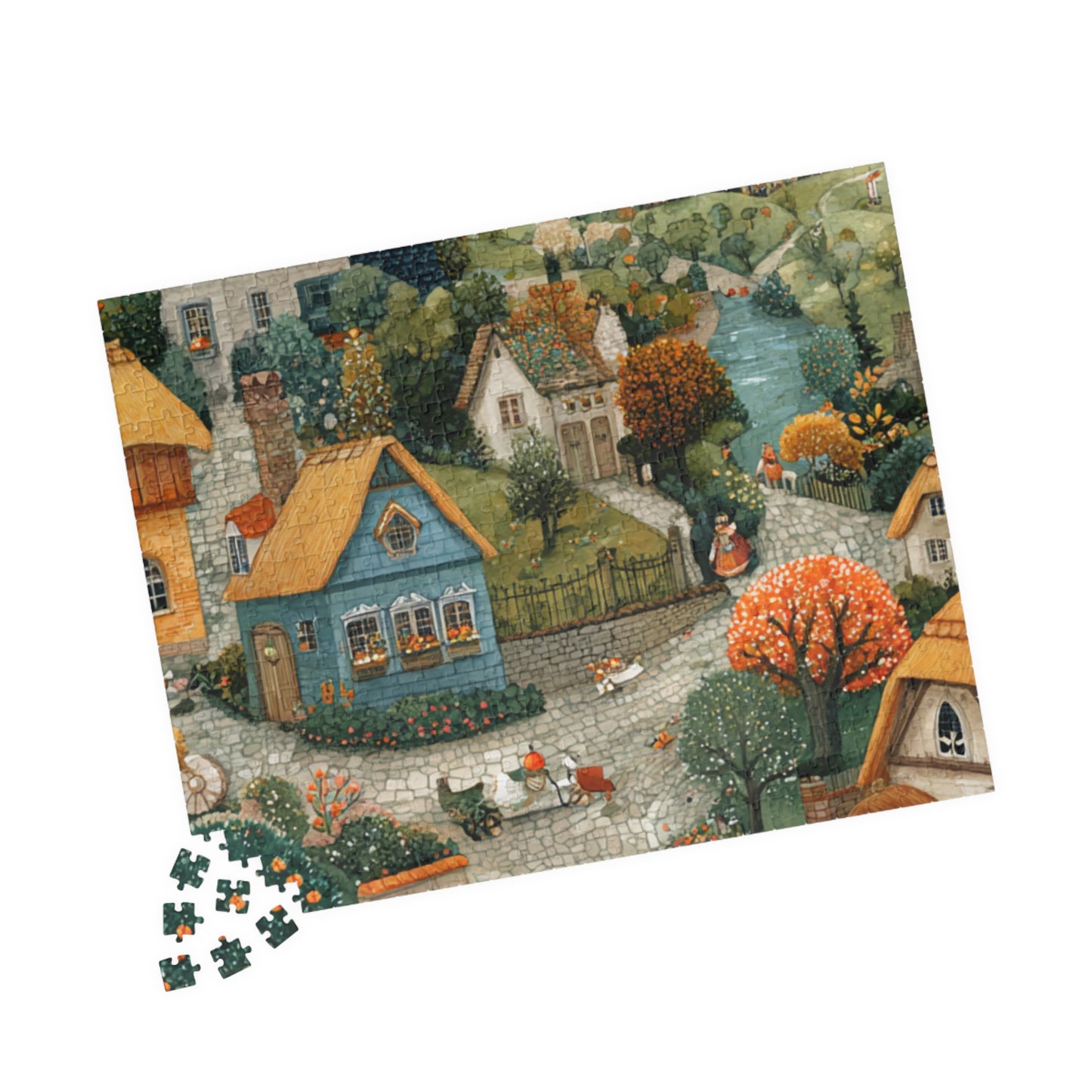 Cozy Village Countryside Jigsaw Puzzle — Autumn Scenic 110/252/520/1014 pc