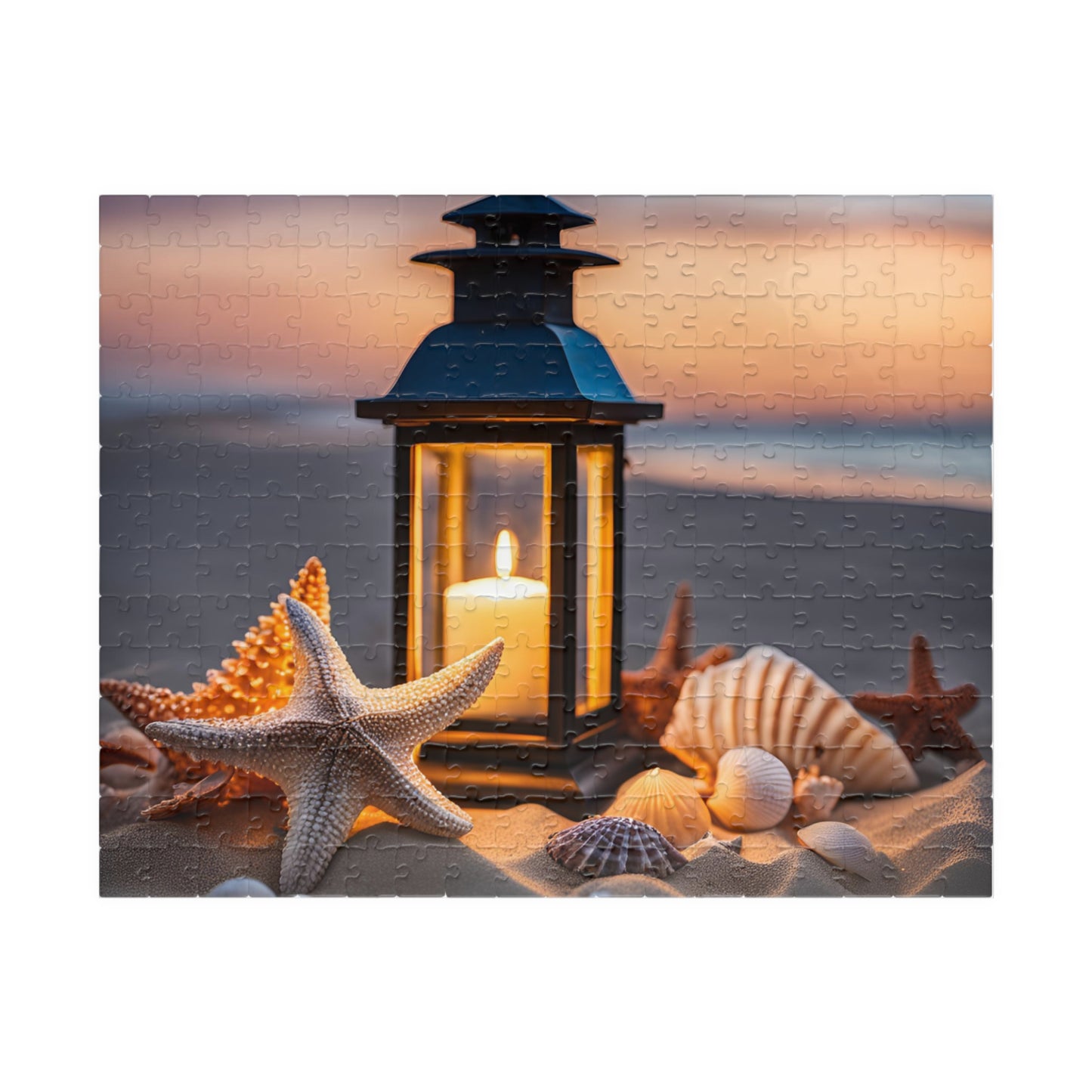 Serenity with Seashells and Lantern, Coastal Decor, Gift for Ocean Lovers, Family Game Night