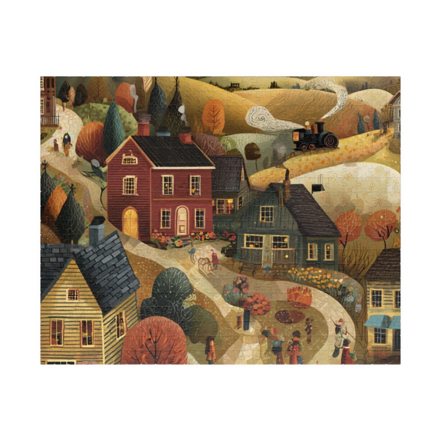 Autumnbrook Hollow Village Puzzle – Cozy Fall Family Fun, Seasonal Gift, Indoor Activity | 110–1014 Pieces