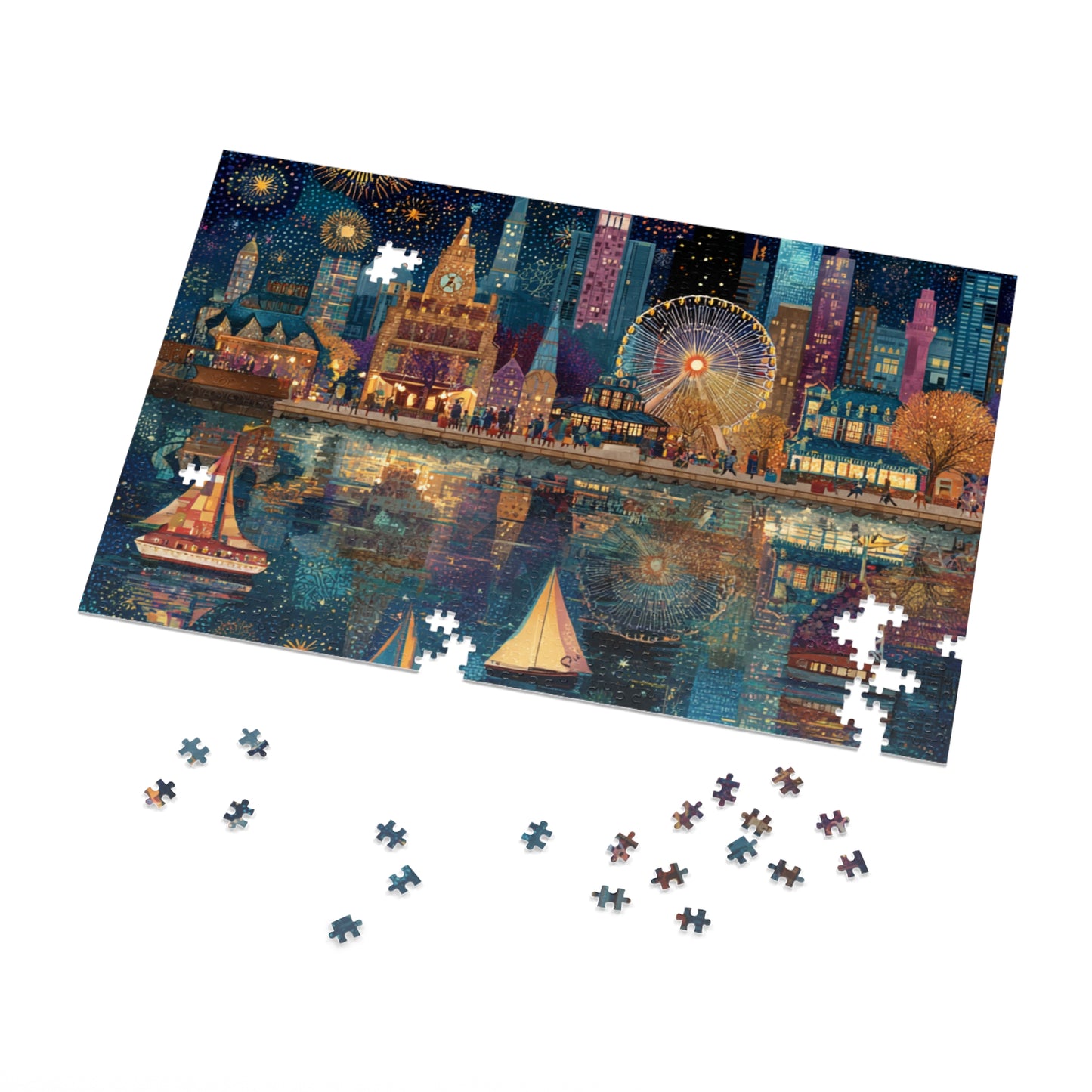 Seattle Skyline Puzzle – A Whimsical Jigsaw Puzzle with Tin
