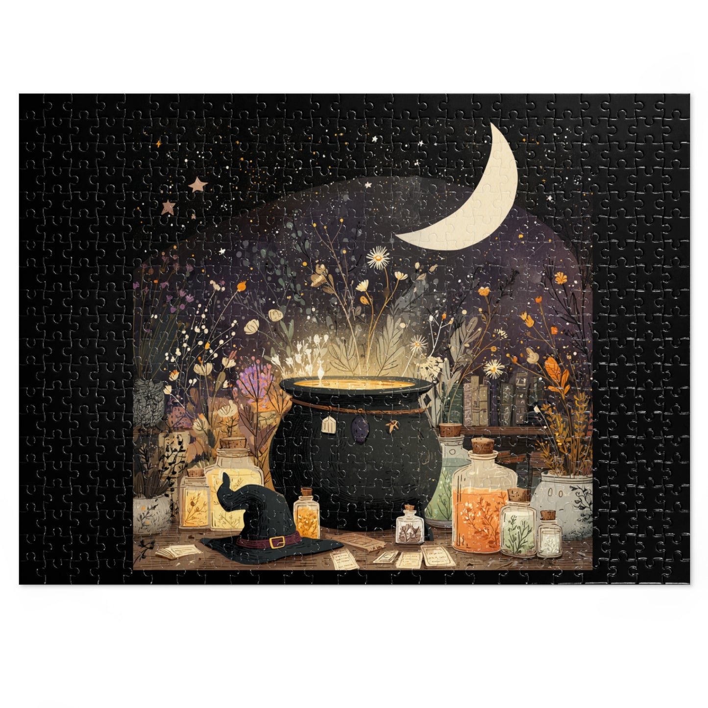 Witchs Magical Cauldron Puzzle with Tin, Bubbling Brews, Enchanted Ingredients & Spellbound Fun, Halloween Puzzle, Witch-Themed Gift