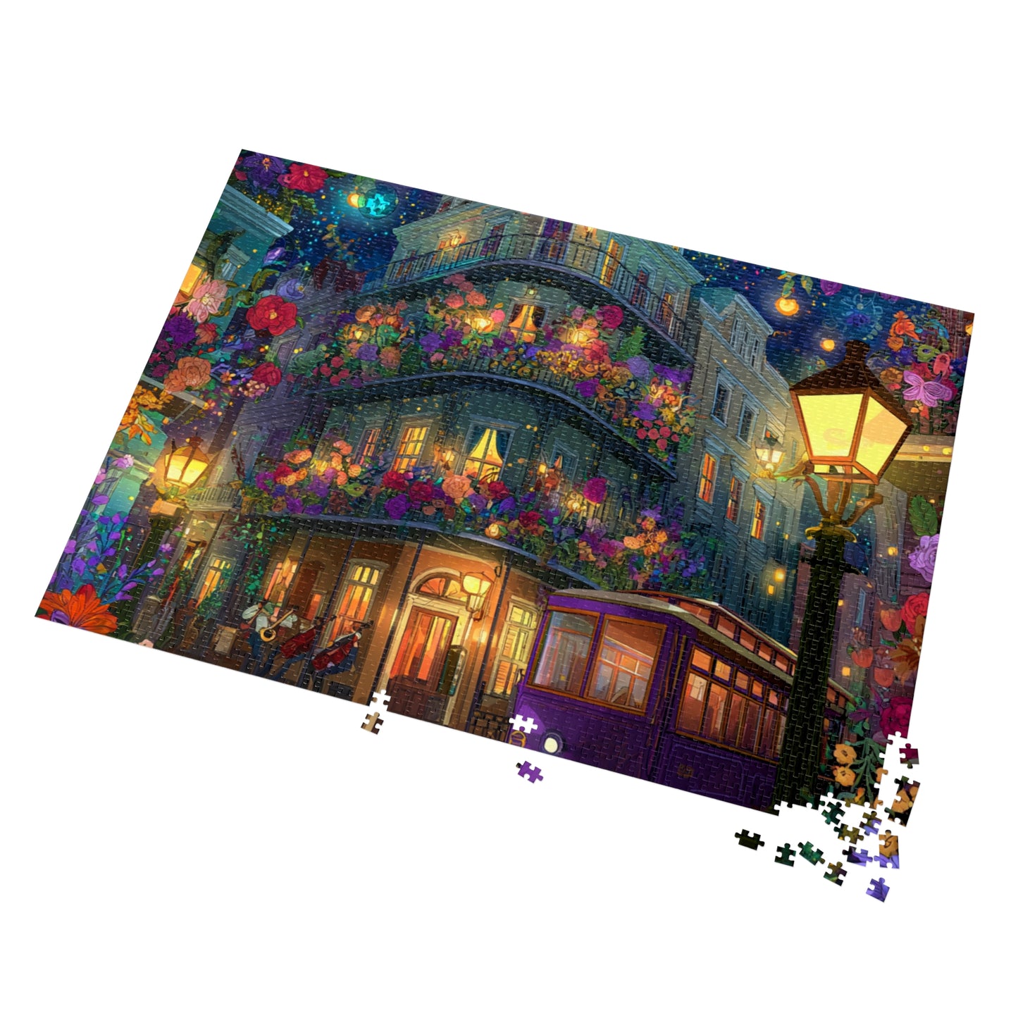 Whimsical Floral New Orleans Puzzle – A Colorful French Quarter Adventure Jigsaw Puzzle with Tin