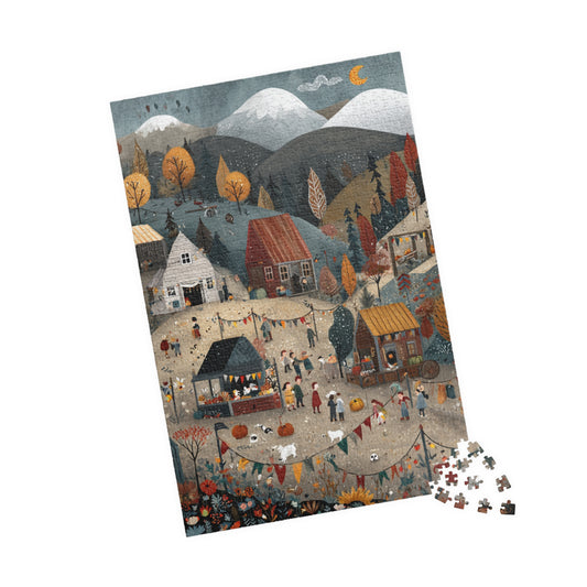 Autumn in a Countryside Village Puzzle | Scenic Fall Landscape | Cozy Autumn Jigsaw | Gift for Nature & Puzzle Lovers | Jazz N’ Coffee Puzzles