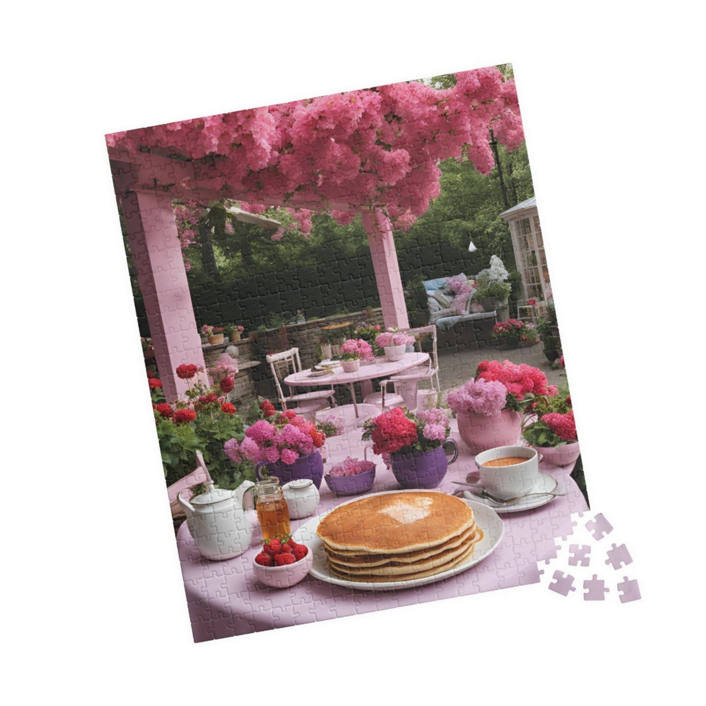 Pink Floral Café: Pancake Breakfast Bliss Puzzle - 110, 252, 520, 1014 Pieces