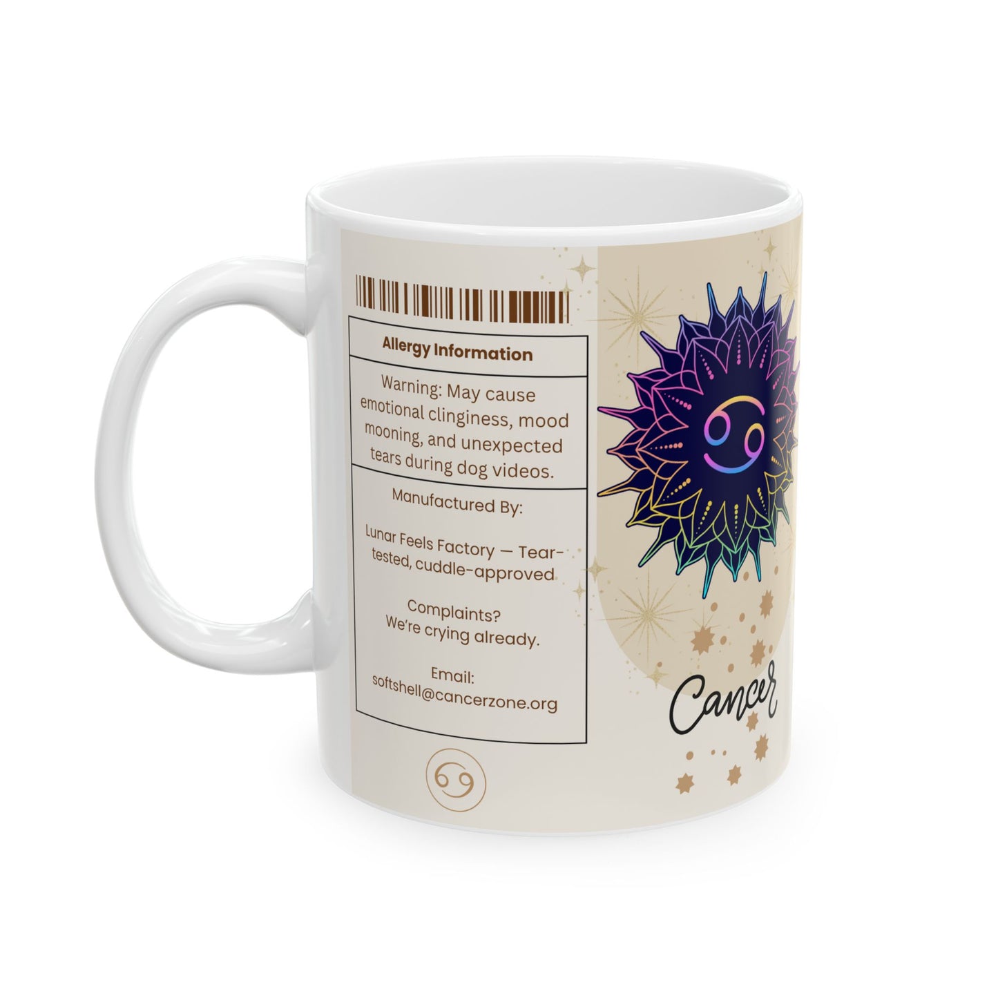 Cancer Nutrition Facts Mug, Funny Astrology Gift, Zodiac Ceramic Mug 11oz & 15oz, Birthday Gift for Cancer, Astrology Lover Gift