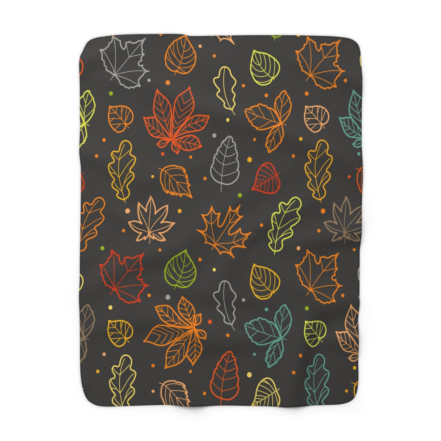 Autumn Leaves Sherpa Blanket — Cozy Fall Throw with Colorful Leaf Pattern