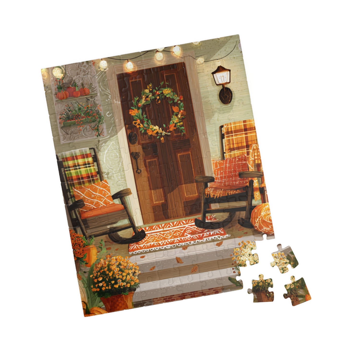 Autumn Porch Puzzle — 520/1014-Piece Fall Jigsaw with Cozy Harvest Doorway Scene
