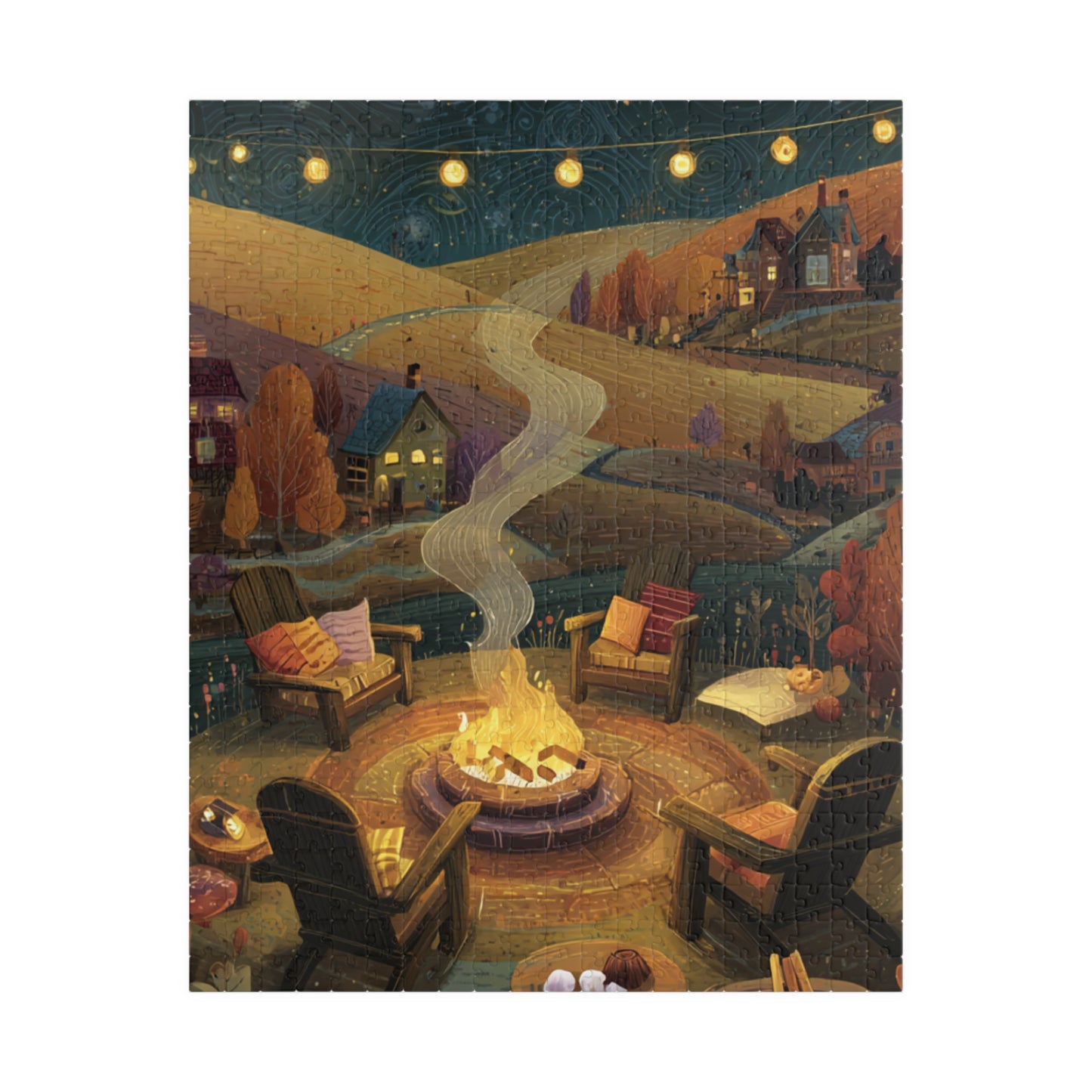 Fireside Glow Puzzle | Relaxing Campfire Scene | Cozy Outdoor Jigsaw | Family Game Night Gift | Jazz N’ Coffee Puzzles