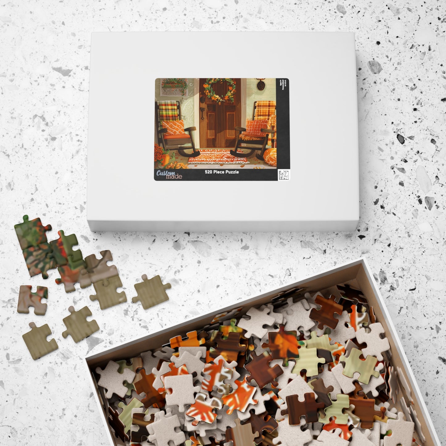 Autumn Porch Puzzle — 520/1014-Piece Fall Jigsaw with Cozy Harvest Doorway Scene